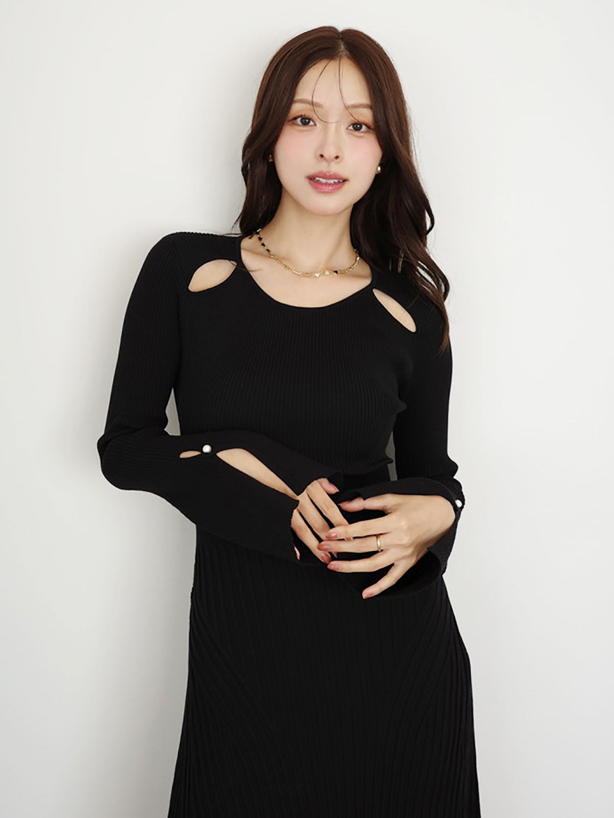 リブニットフレアワンピース