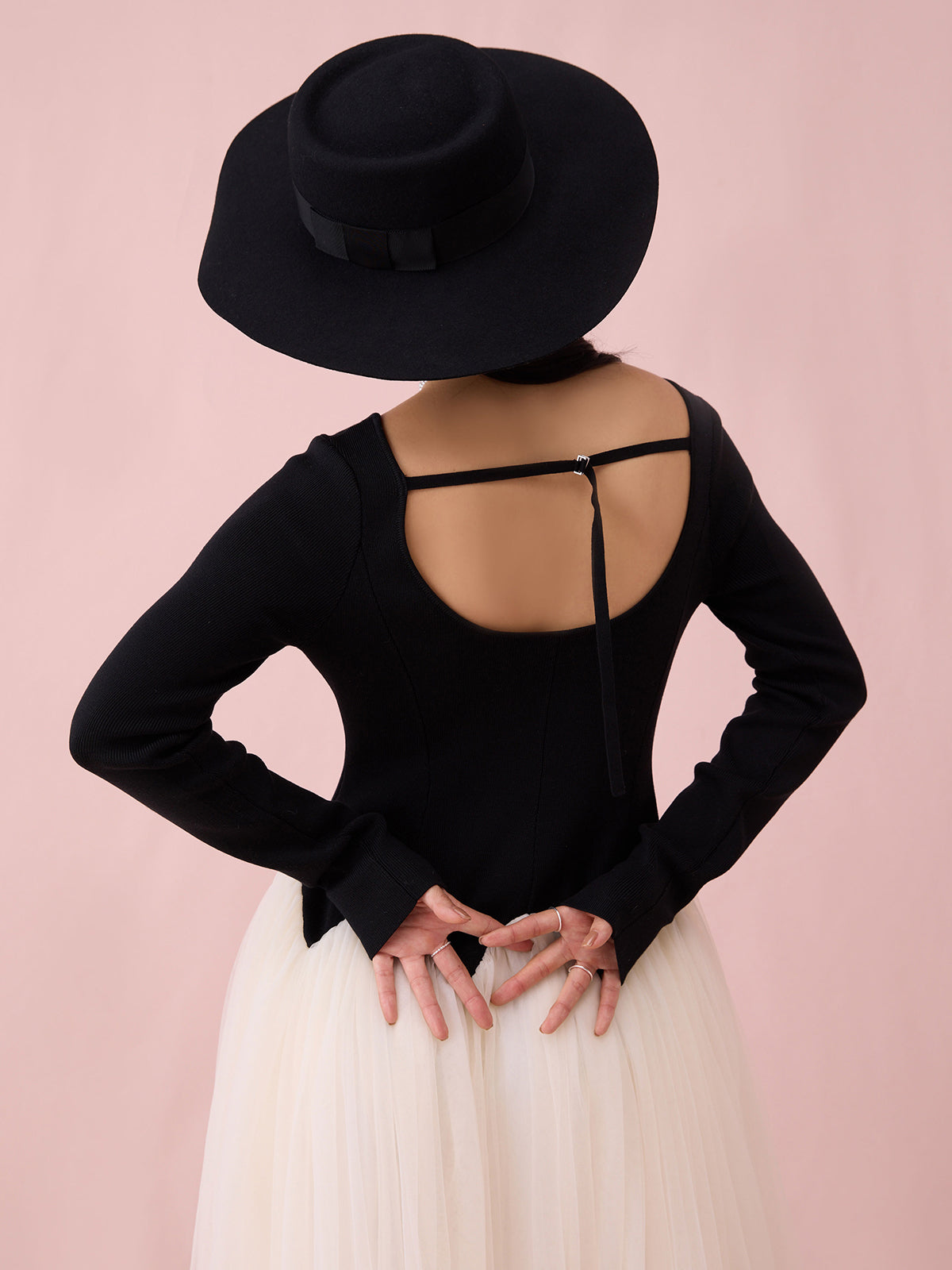 カーブシルエットニットコンビチュールフレアワンピース