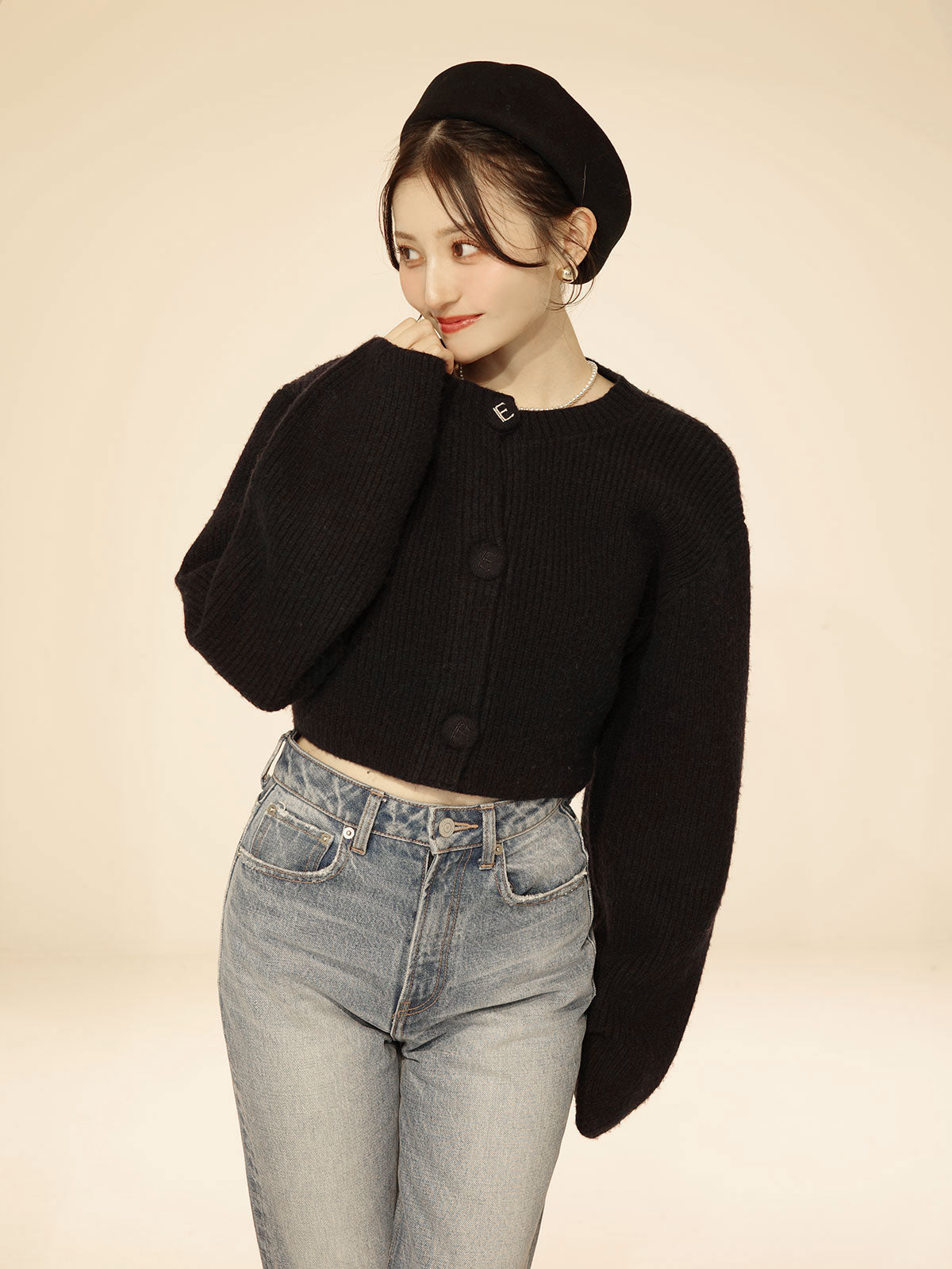 ロゴボタンニットセットワンピース