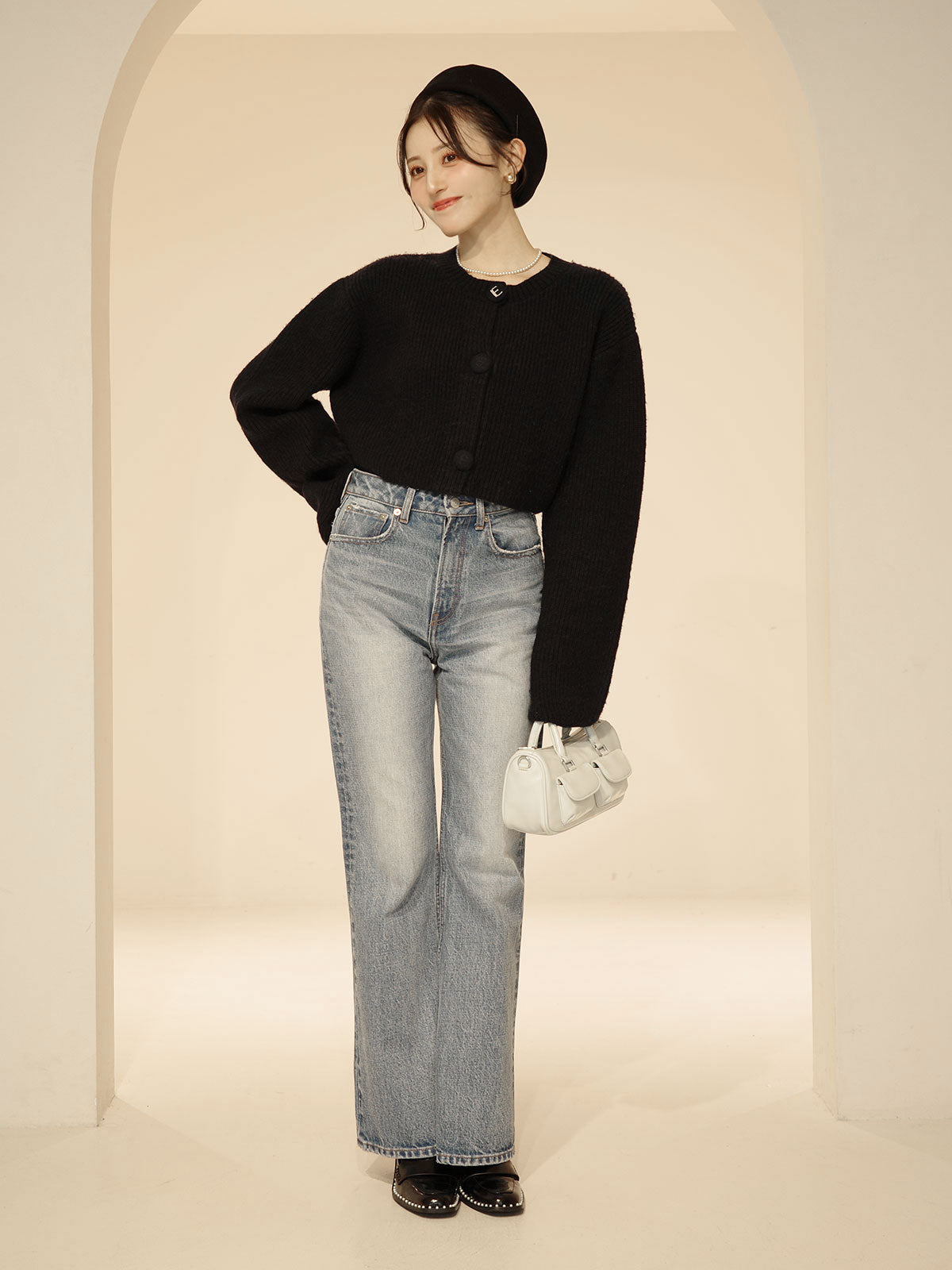 ロゴボタンニットセットワンピース