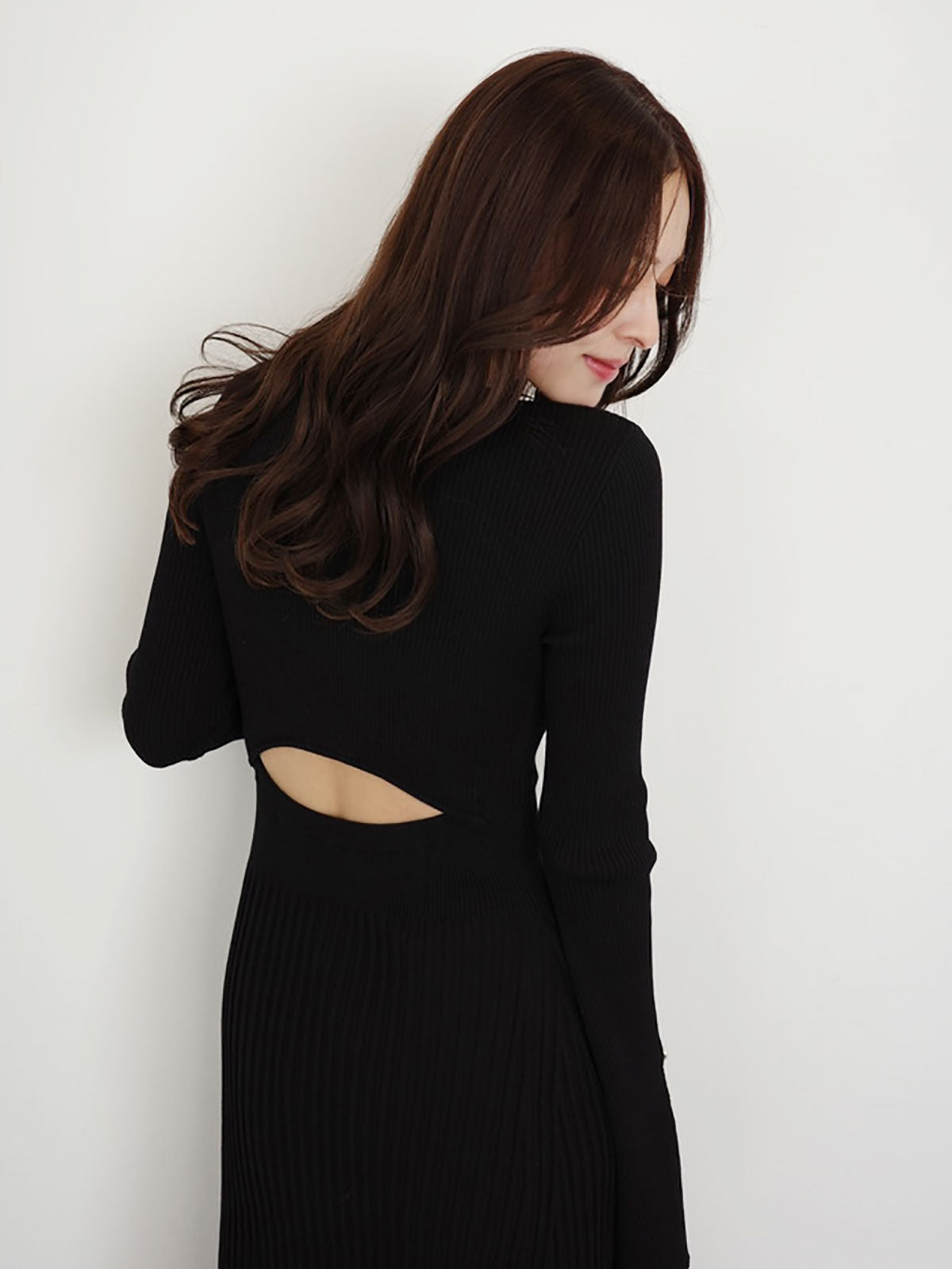 リブニットフレアワンピース