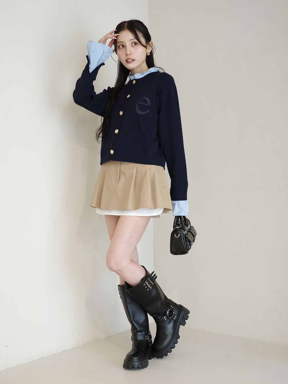 【New Color】Attached collar ニットジャケット