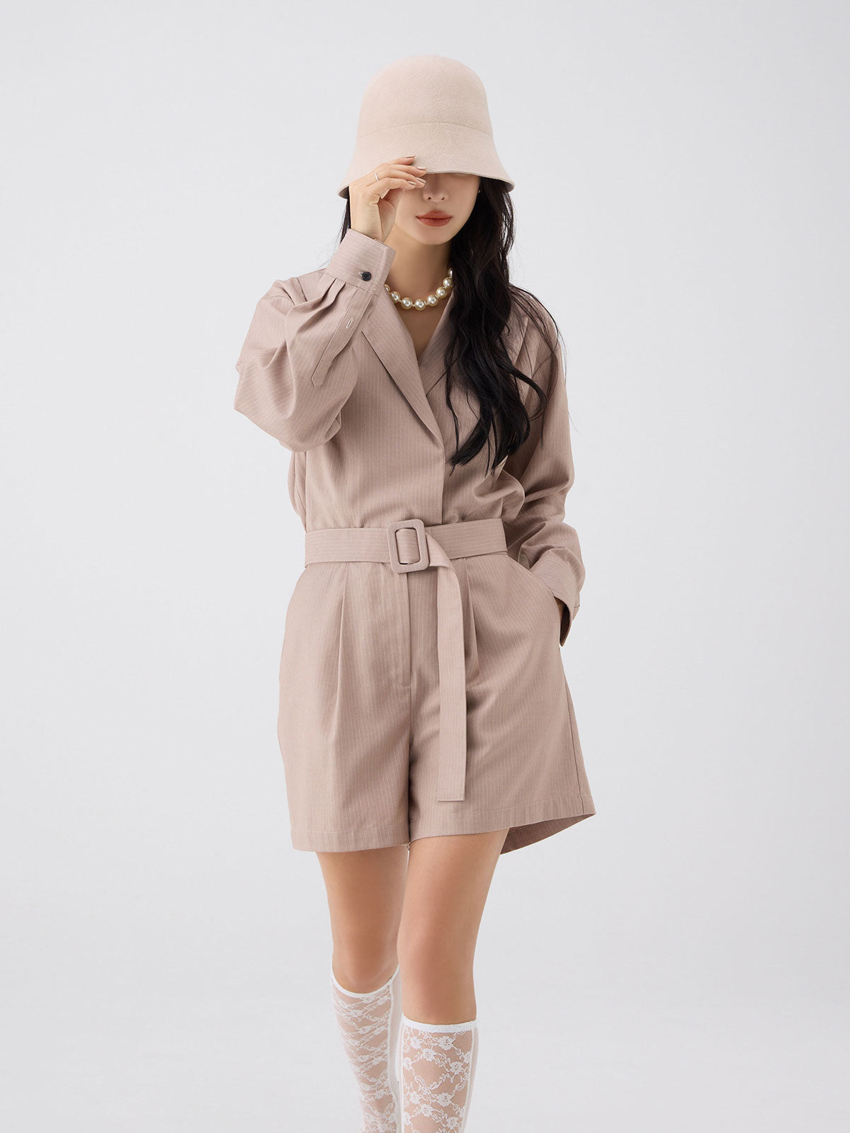 テーラードシャツロンパース