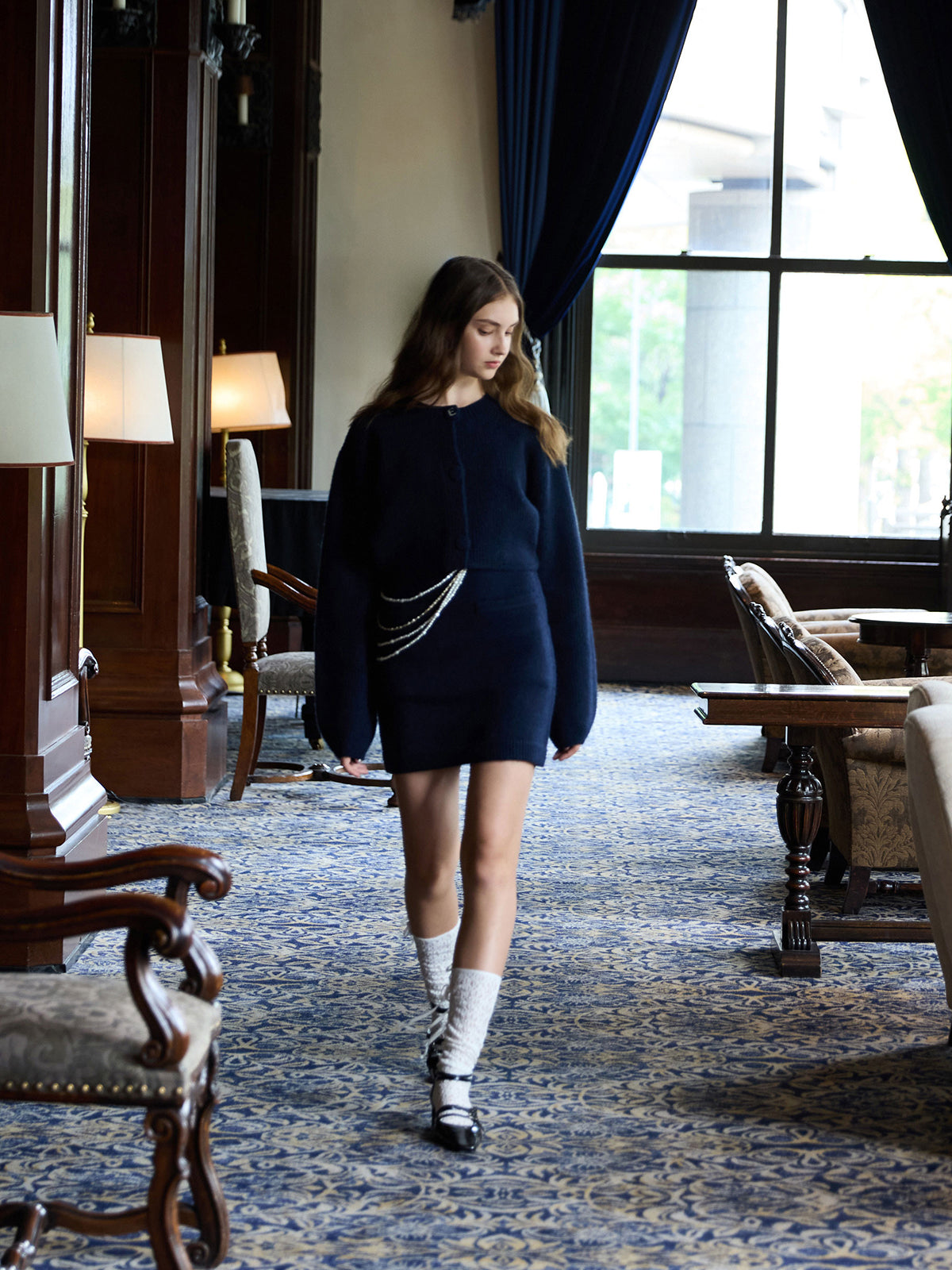 ロゴボタンニットセットワンピース