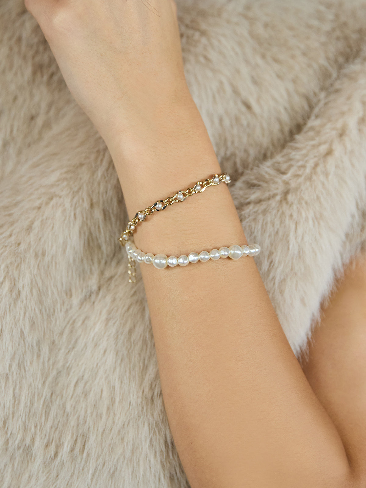 メタルコンビパールブレスレット