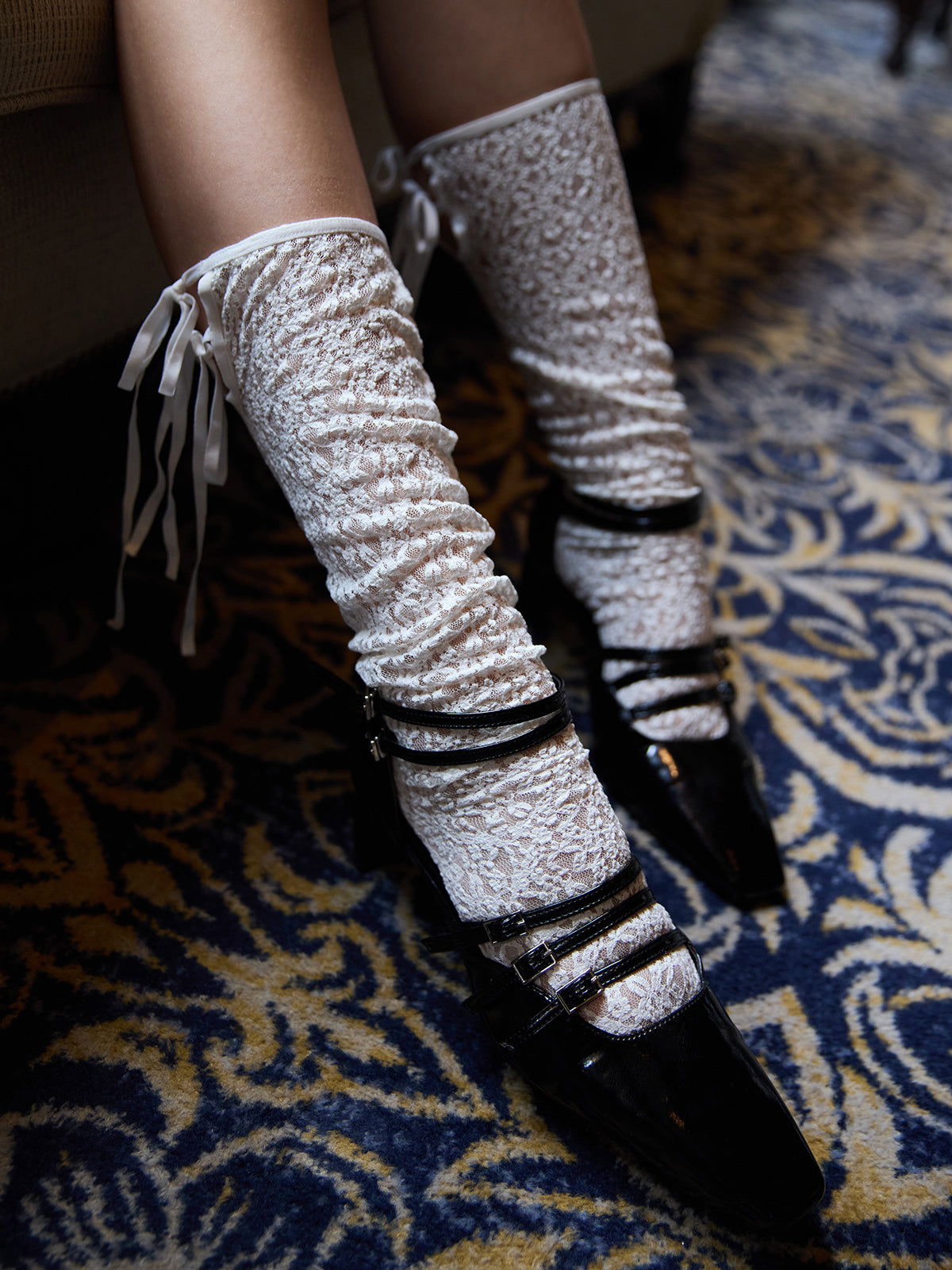 リボントリムレースソックス