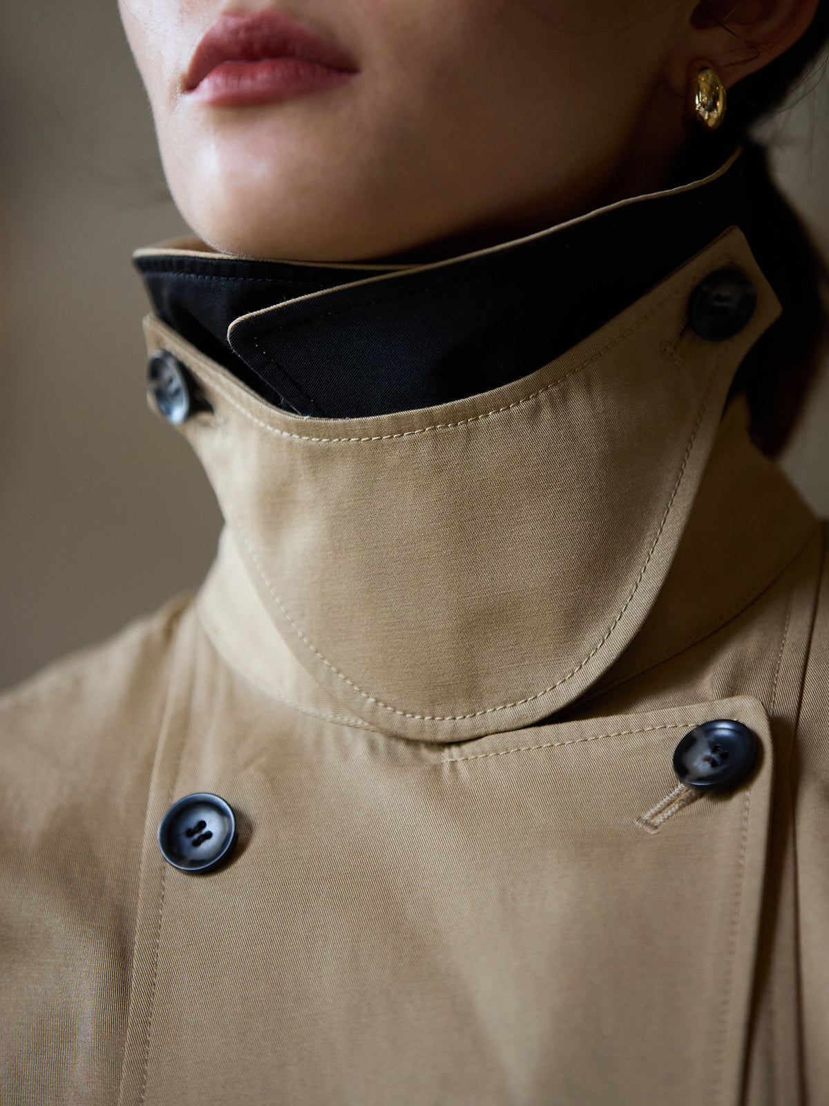 コントラストトリムトレンチワンピース