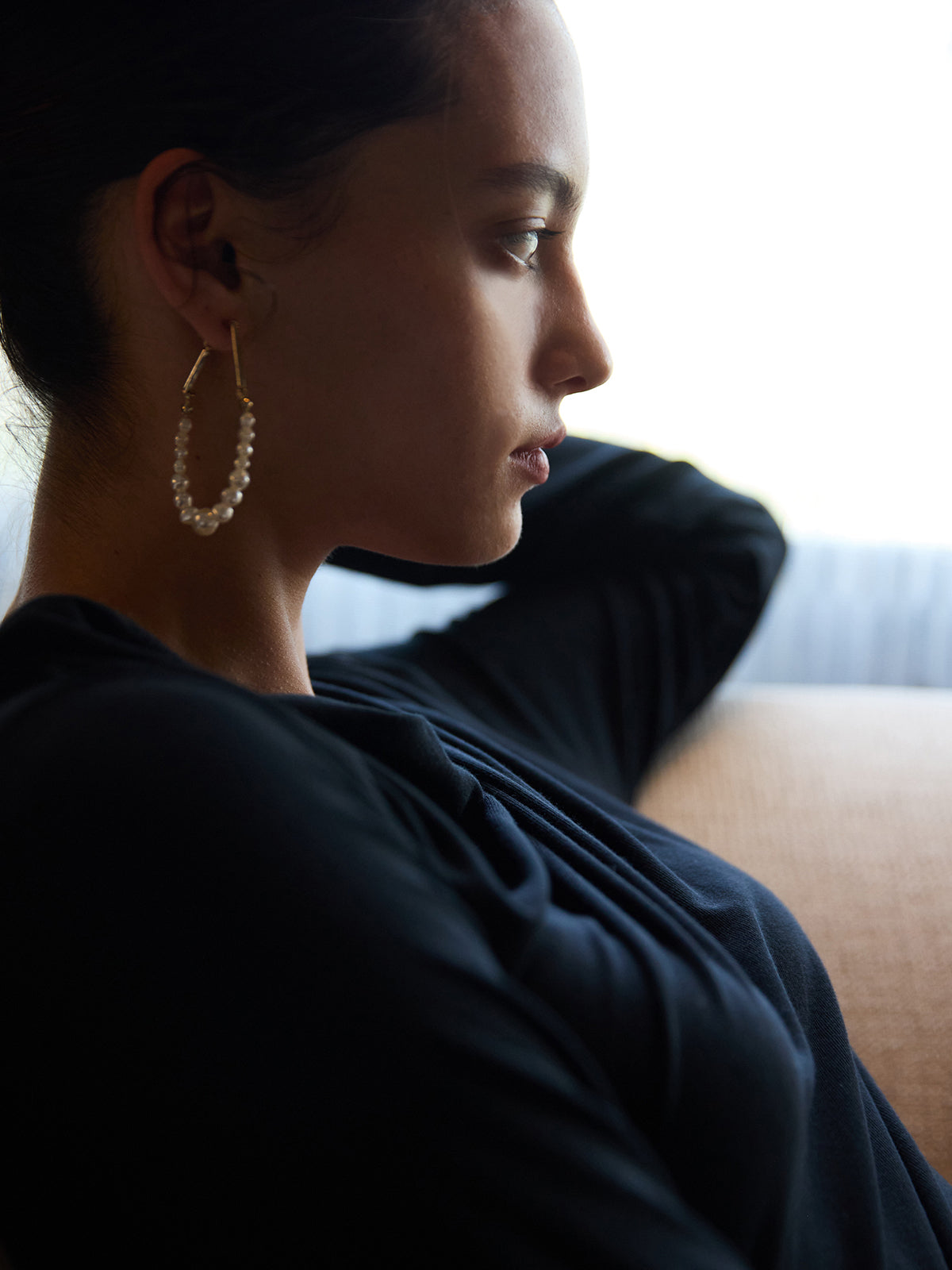 カットドレープギャザーワンピース