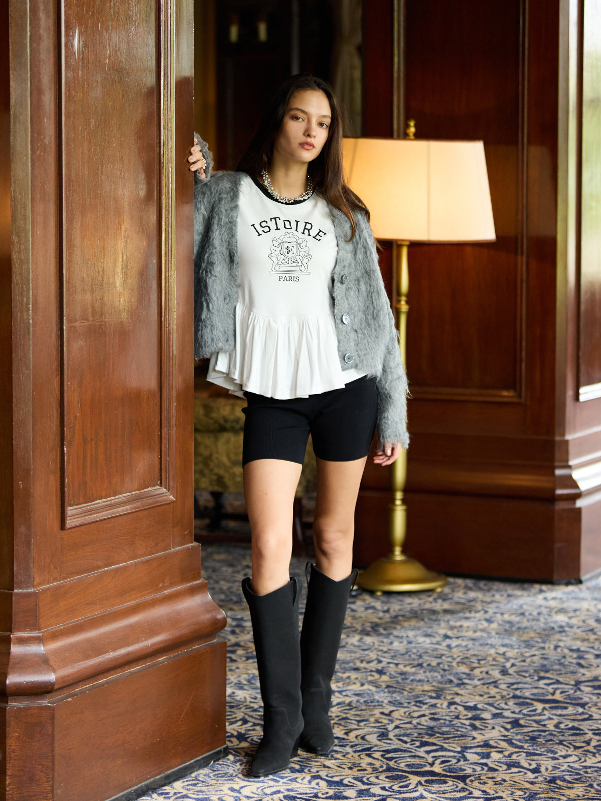 バリエプリントぺプラムTシャツ