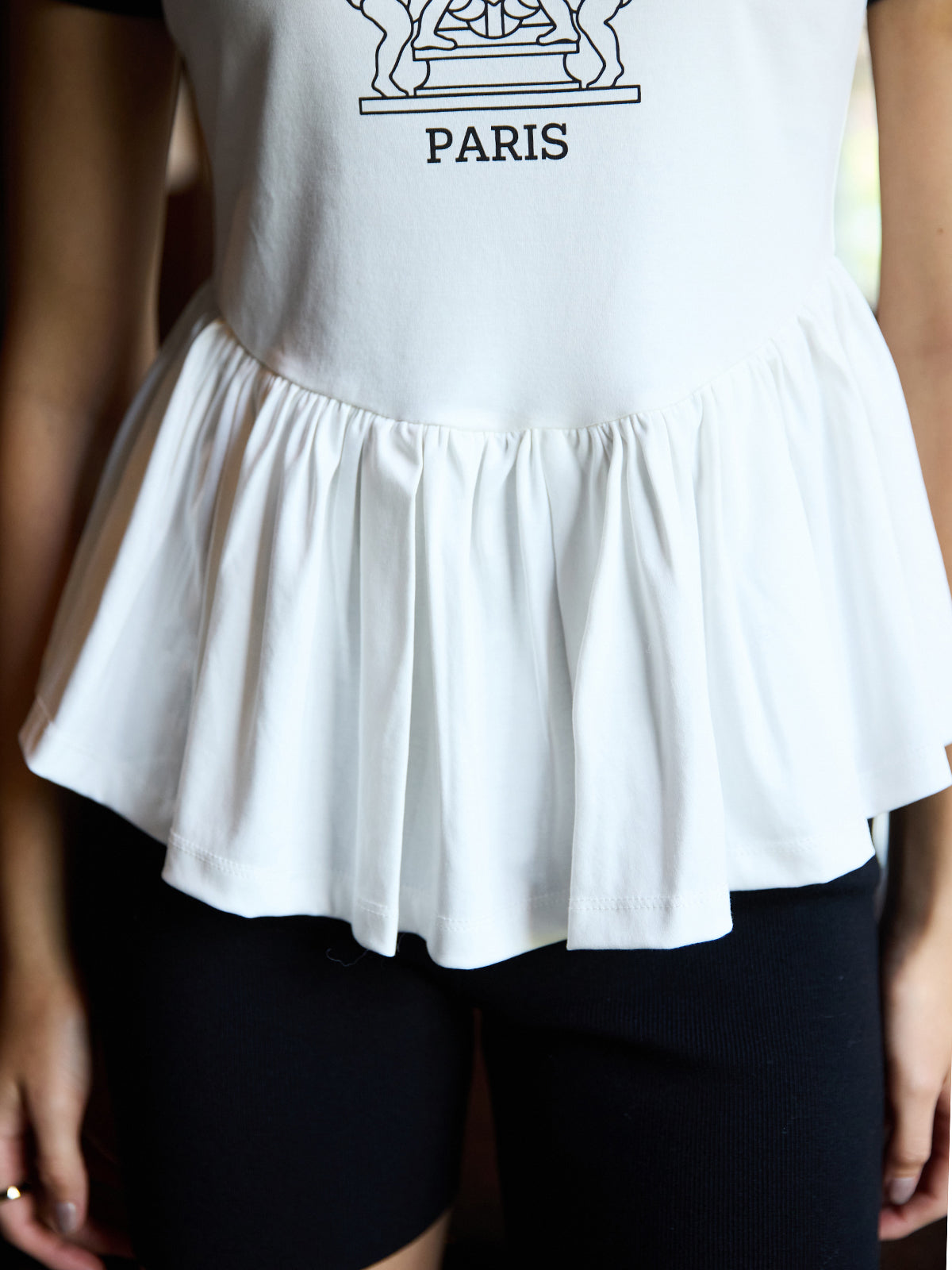 バリエプリントぺプラムTシャツ