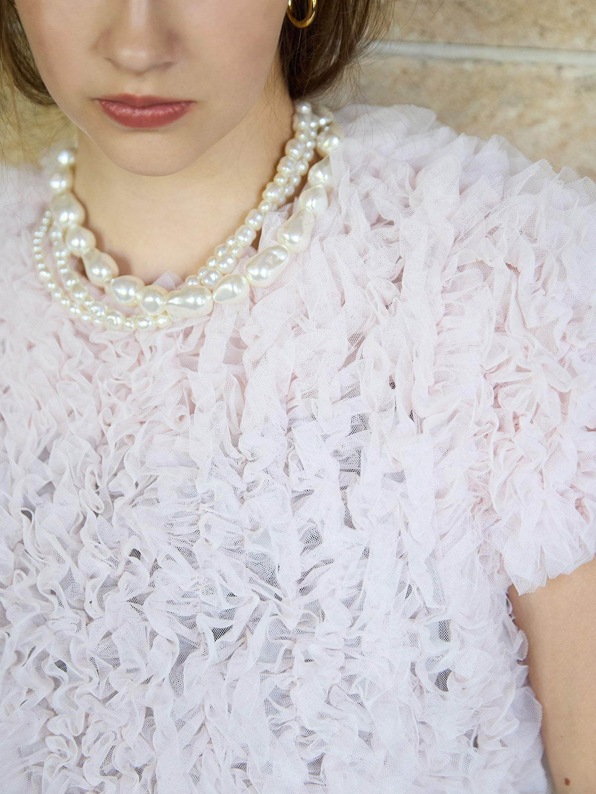 チュールフリルトップス