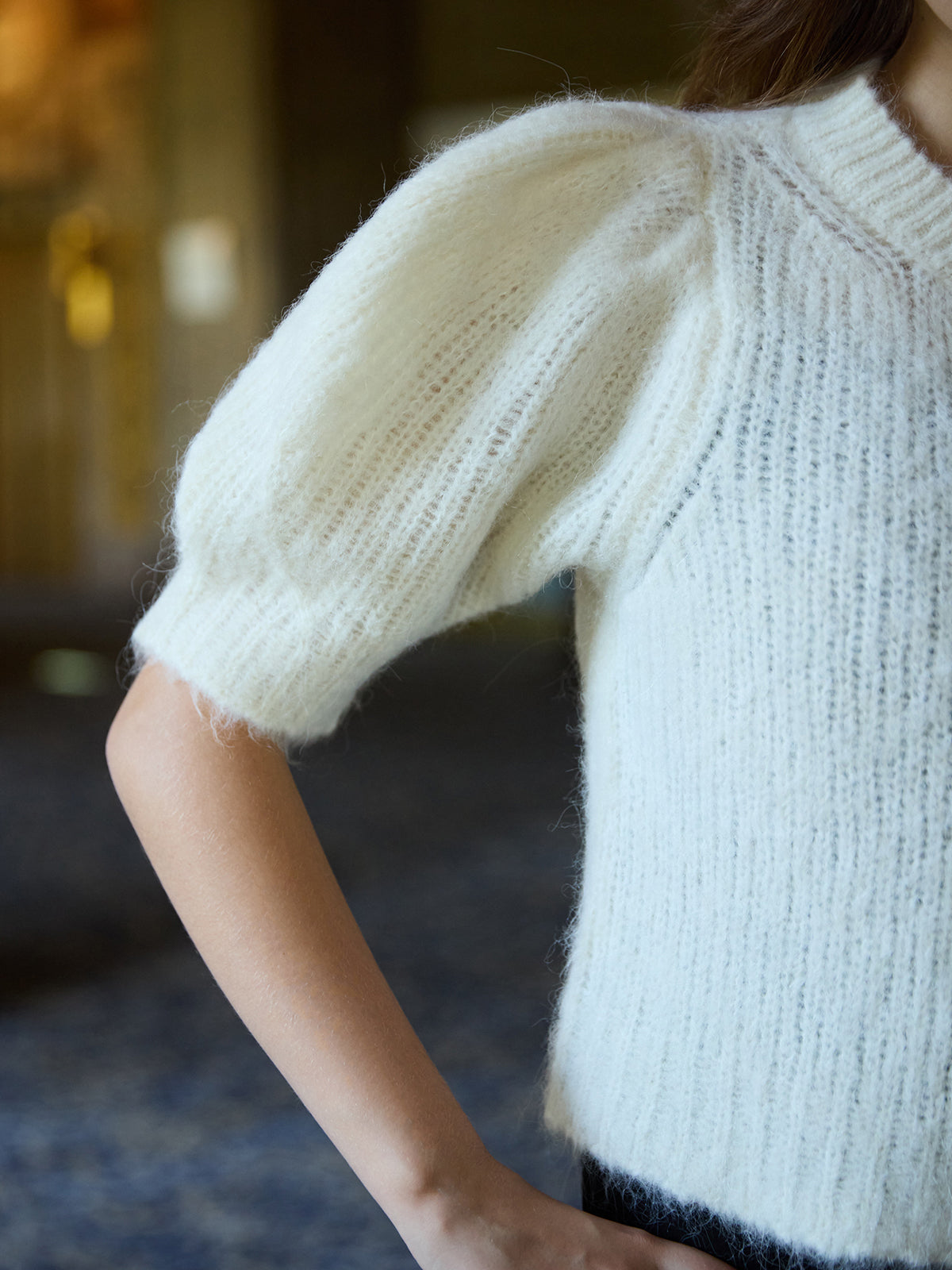 パフスリーブニットカーディガン