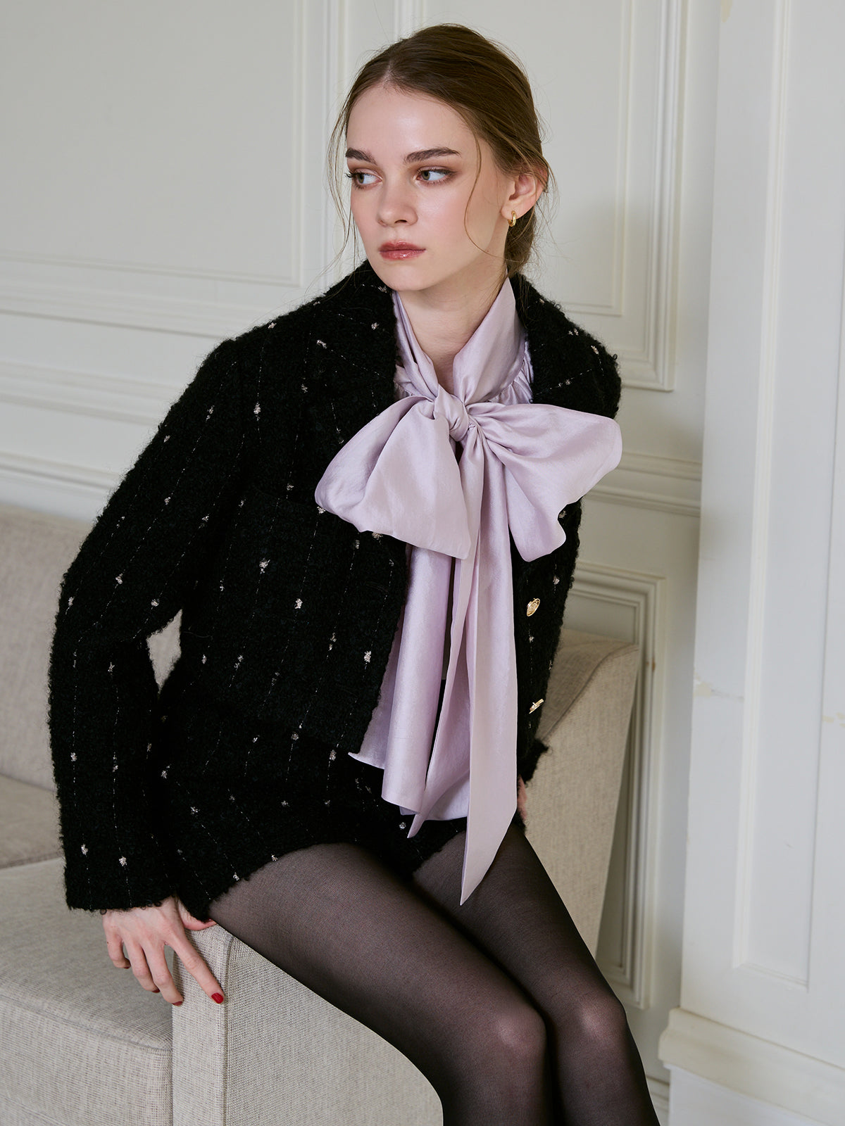 MODEL:175cm／COLOR:BLACK／SIZE:F