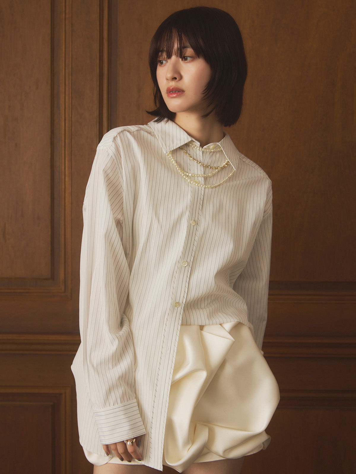 MODEL:166cm／COLOR:WHITE／SIZE:F