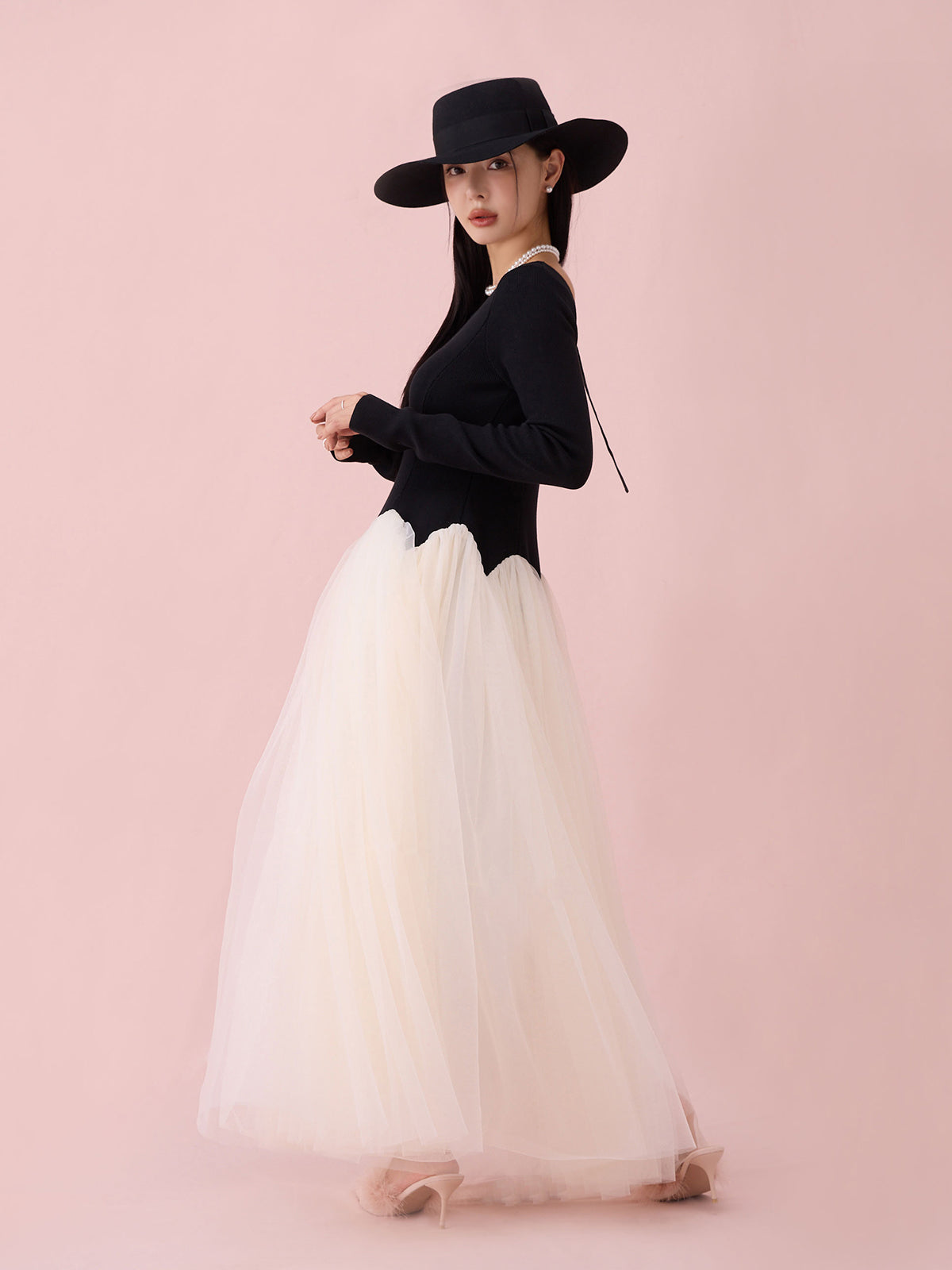 Eimyistoire カーブシルエットニットコンビチュールフレアワンピース カーブシルエットニットコンビチュールフレアワンピース