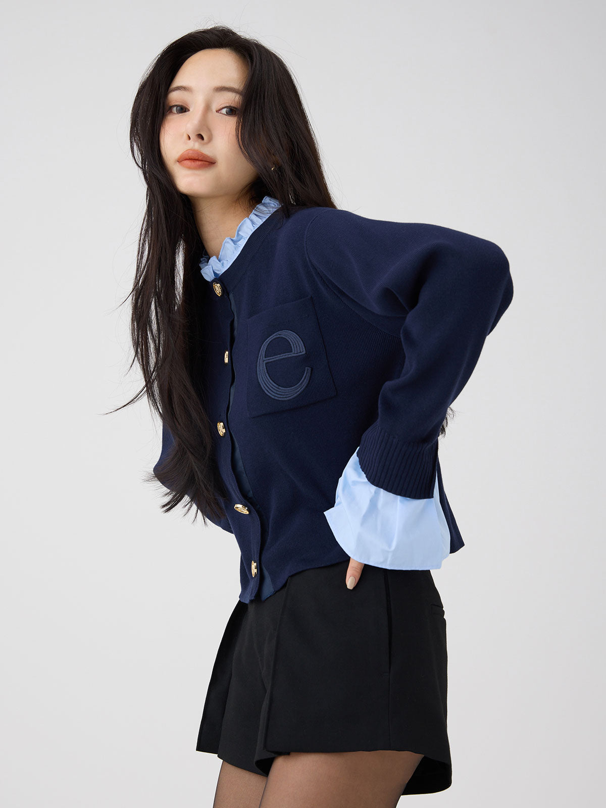 【New Color】Attached collar ニットジャケット