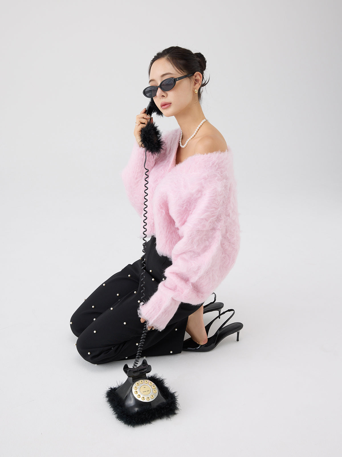 カールシャギーニットカーディガン