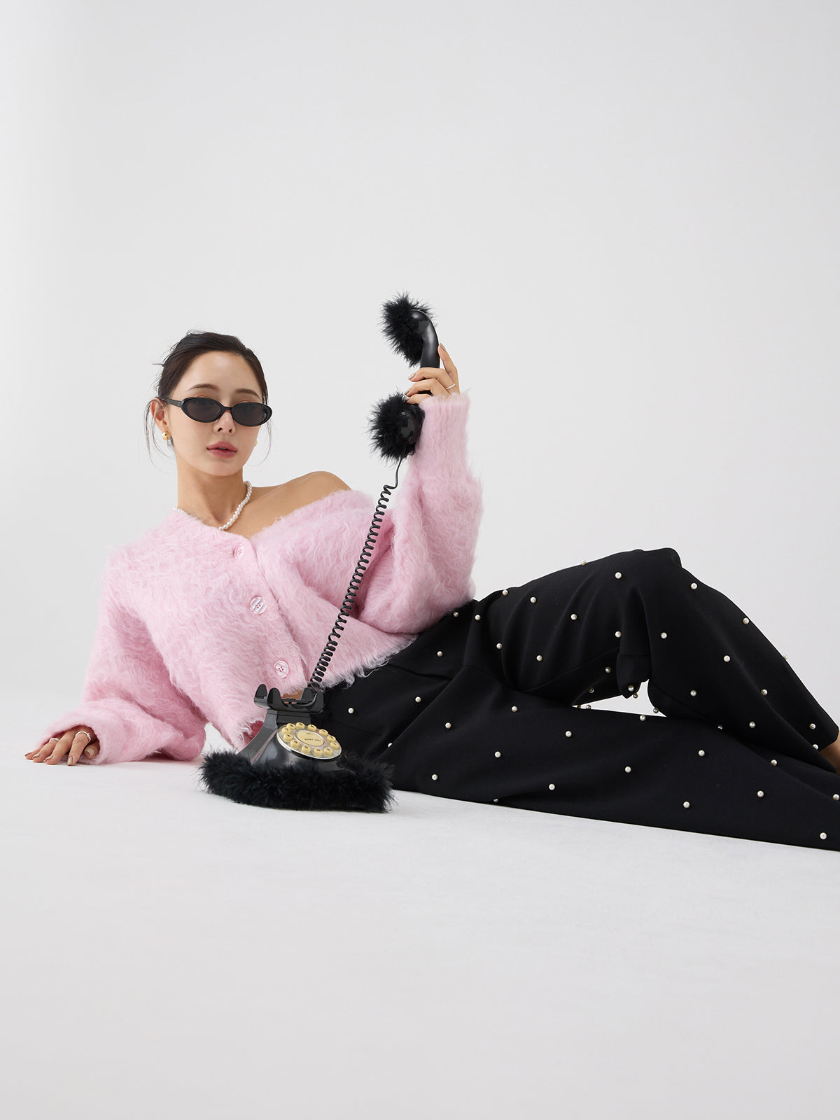 カールシャギーニットカーディガン