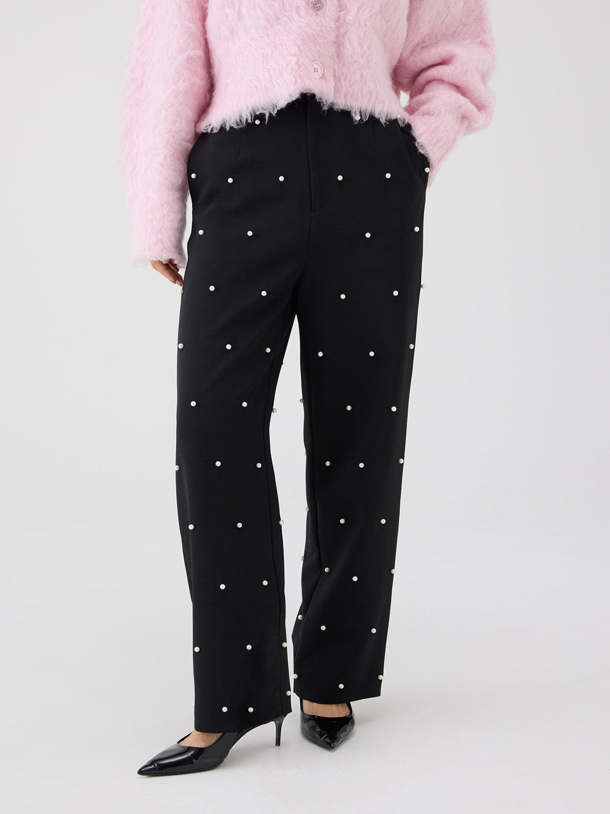 パールスタッズストレートパンツ