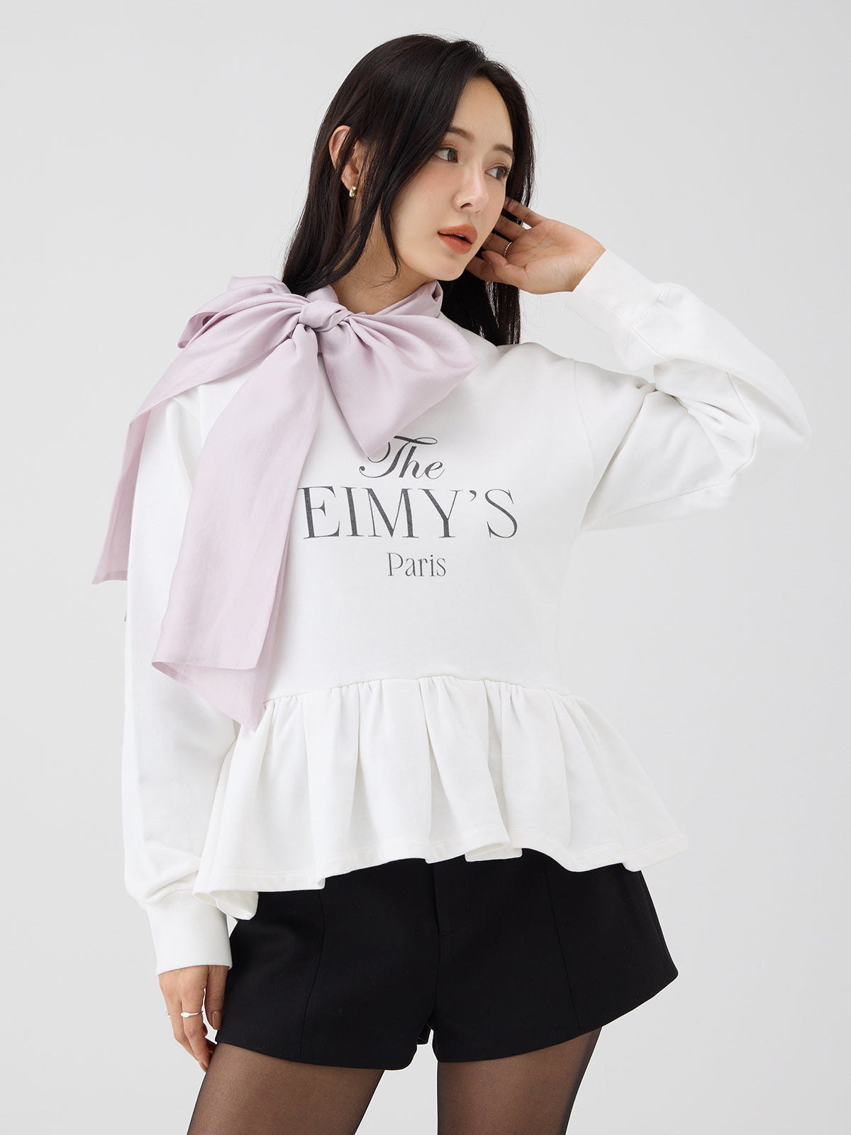 バリエプリントぺプラムスウェットトップス