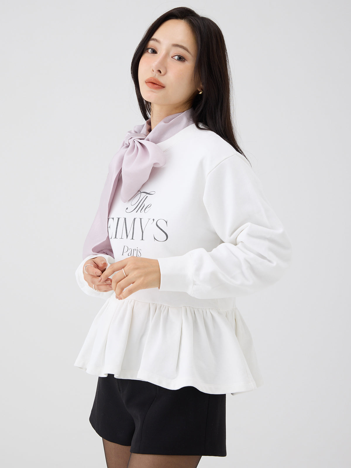 バリエプリントぺプラムスウェットトップス