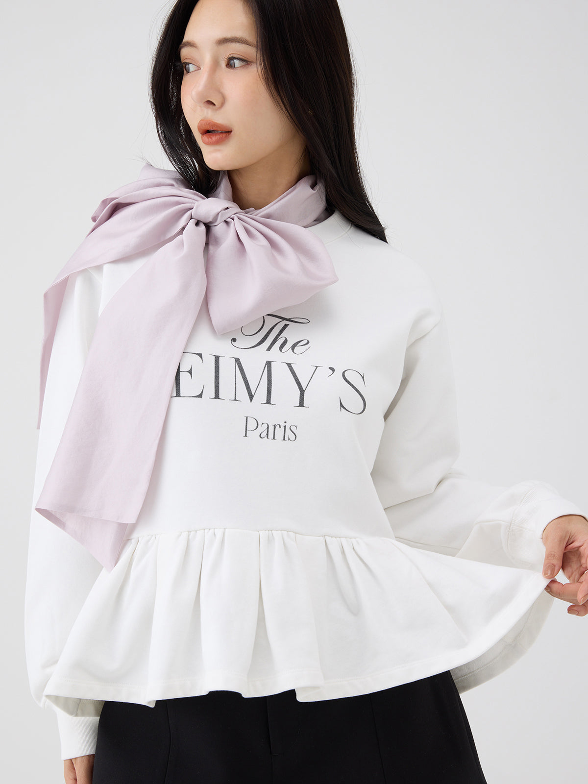 バリエプリントぺプラムスウェットトップス