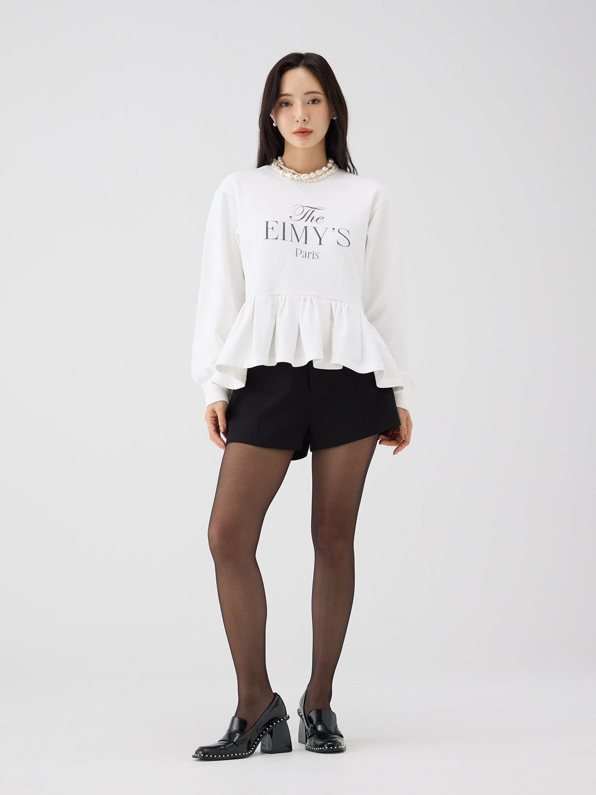 バリエプリントぺプラムスウェットトップス