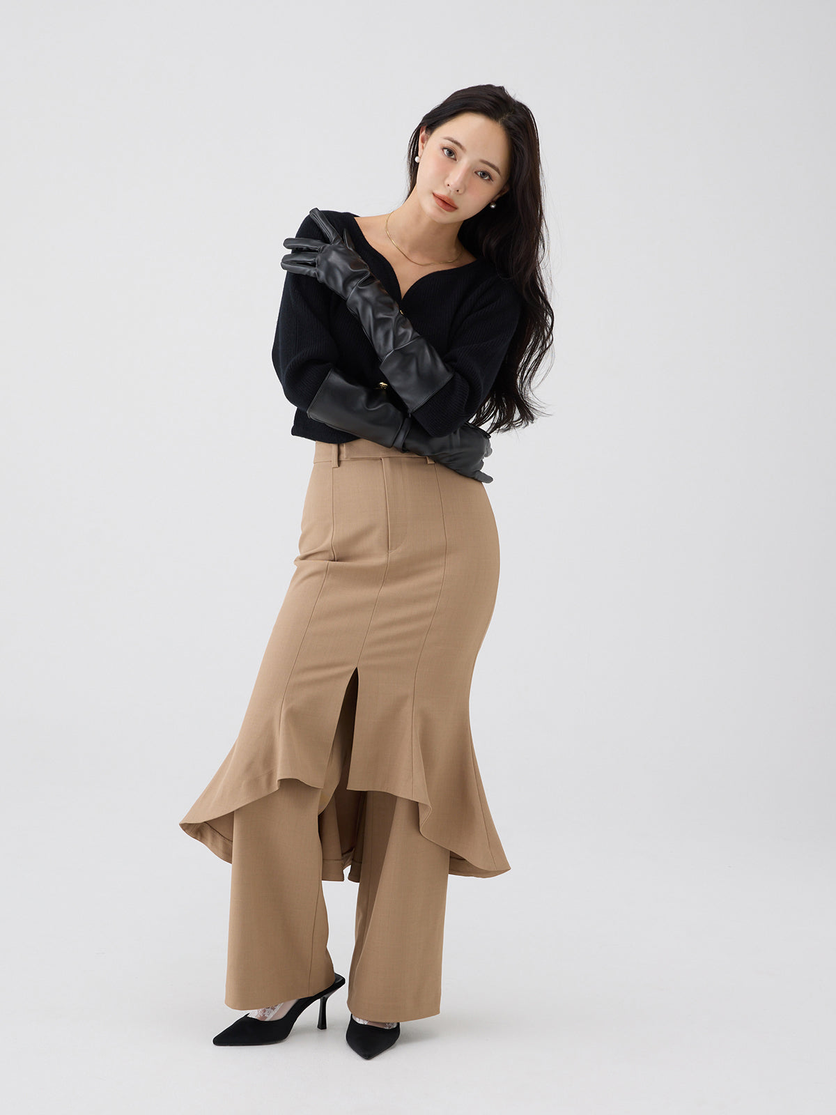 フレアラップワイドパンツ