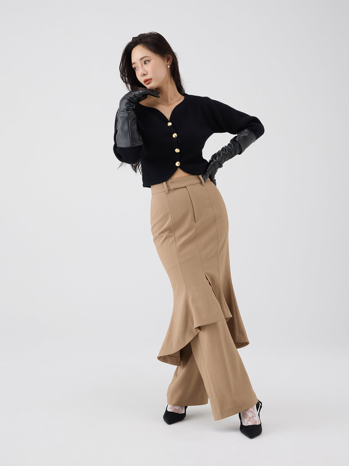 フレアラップワイドパンツ