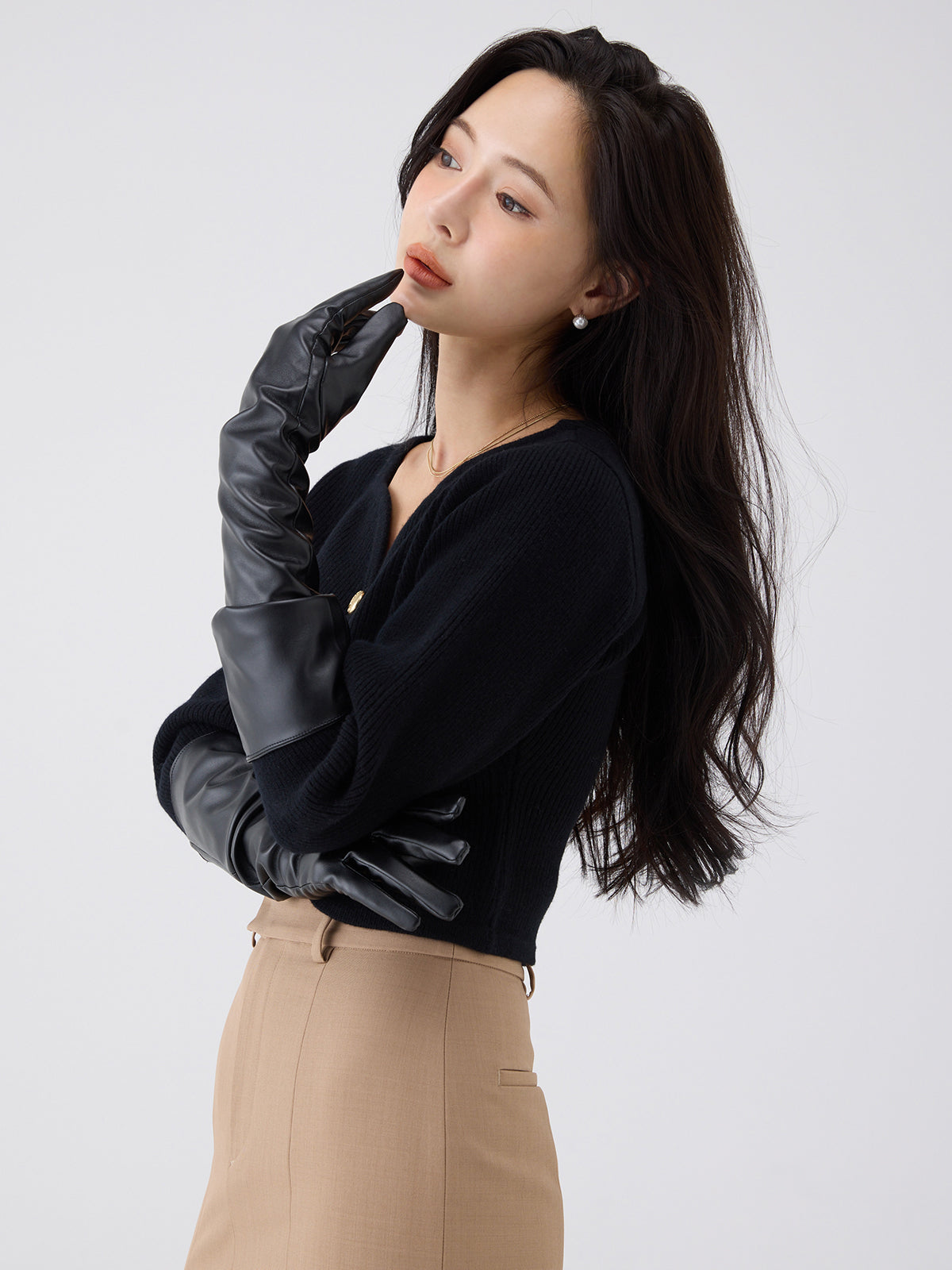 Heart neck ウールカシミヤカーディガン