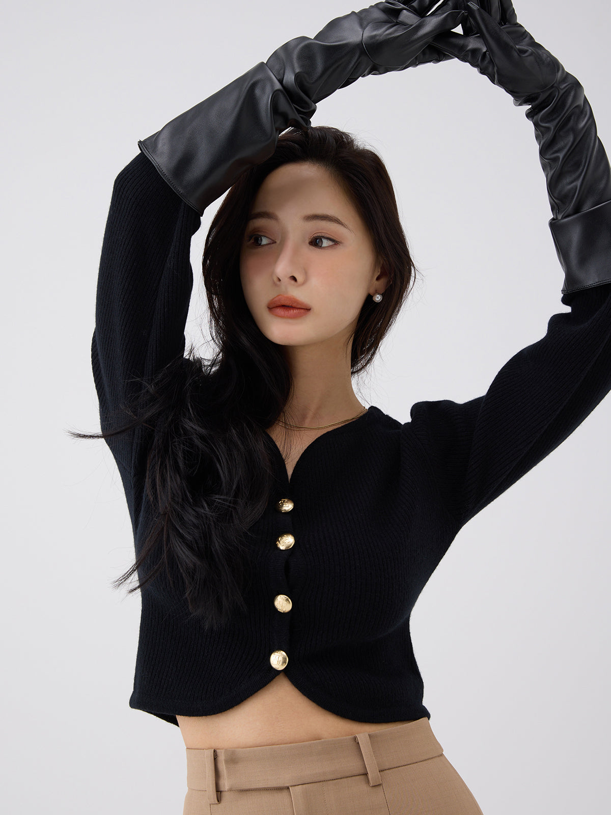 Heart neck ウールカシミヤカーディガン