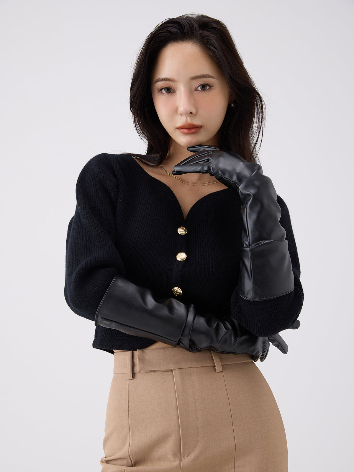 Heart neck ウールカシミヤカーディガン