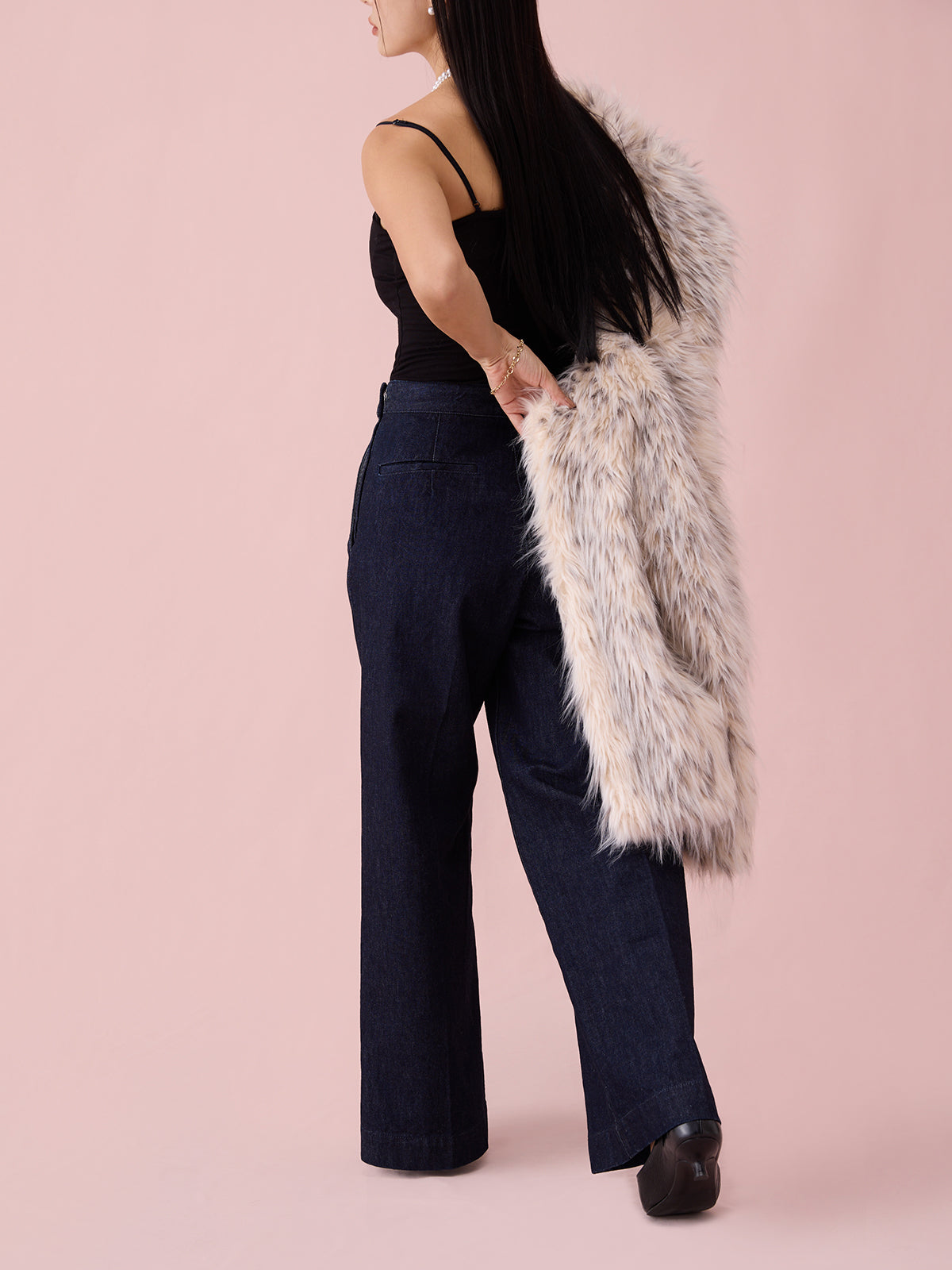 ハイウエストマリンデニムワイドパンツ