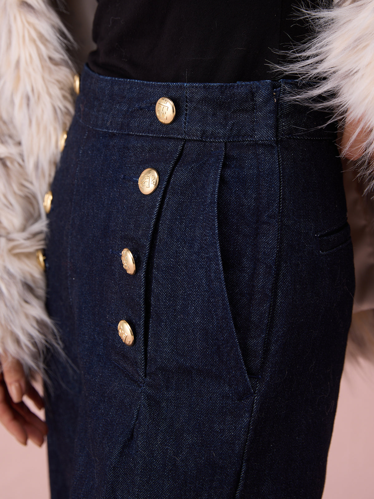 ハイウエストマリンデニムワイドパンツ