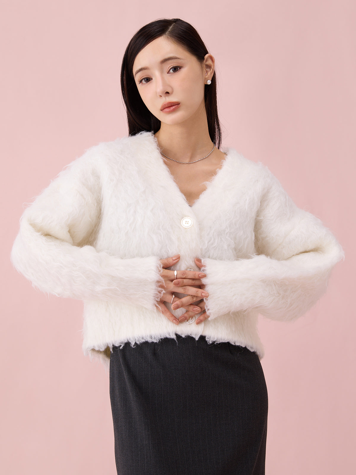 カールシャギーニットカーディガン