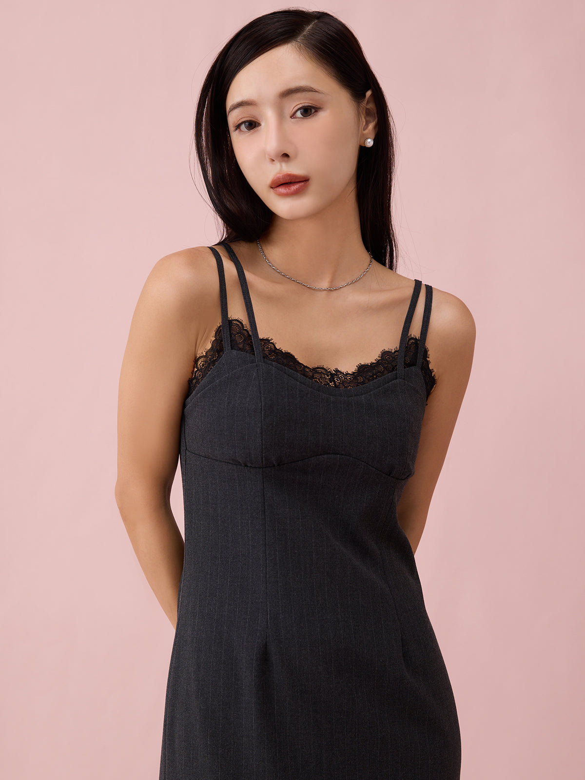 レーストリムキャミワンピース