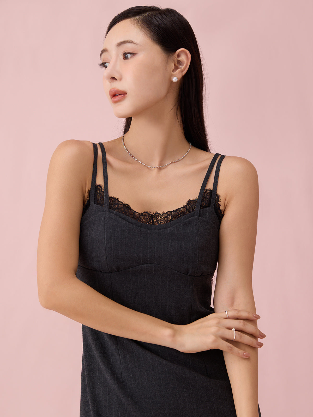 レーストリムキャミワンピース