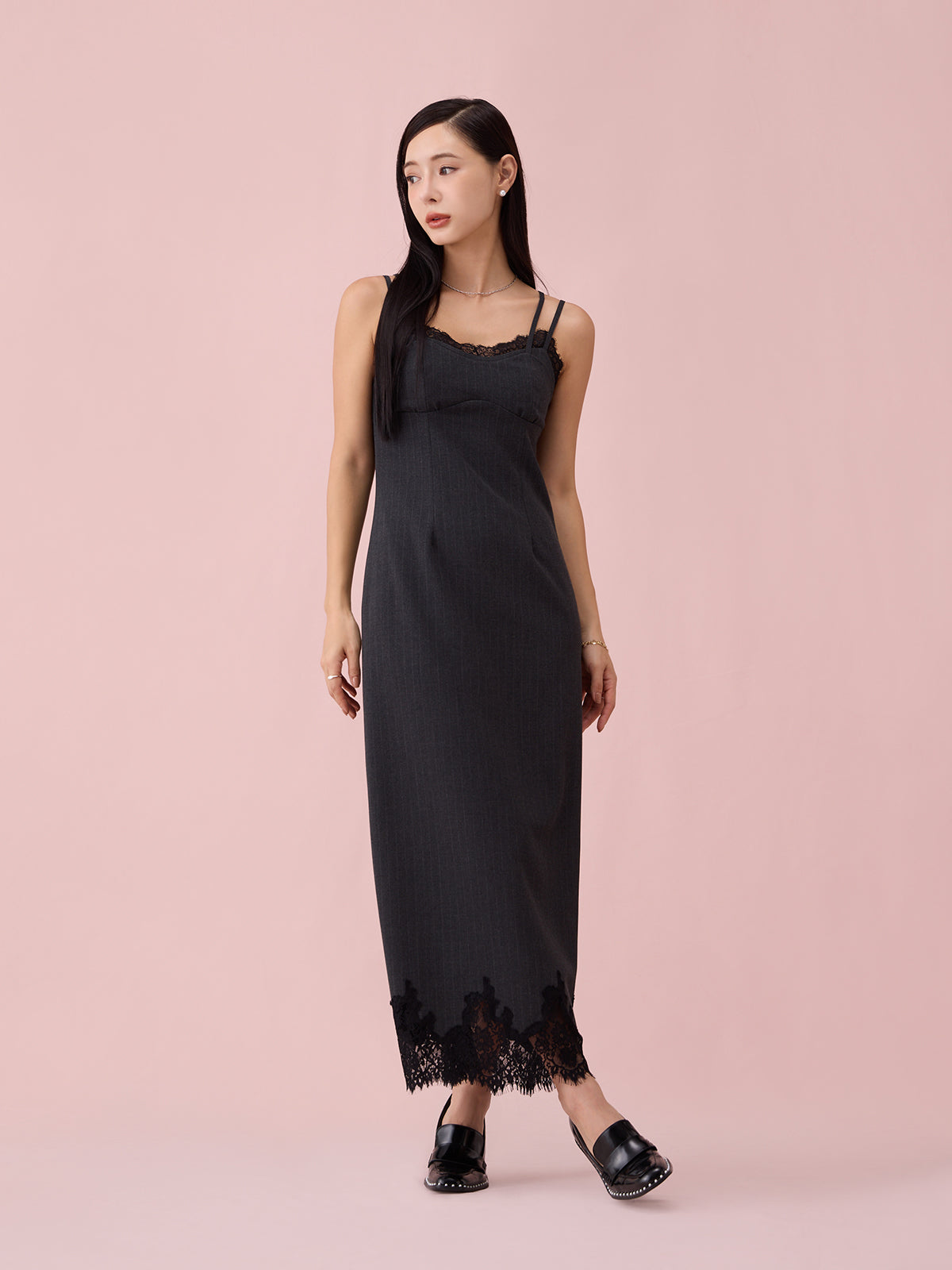 レーストリムキャミワンピース