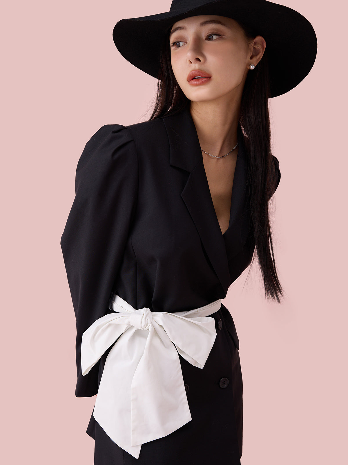 リボンベルトテーラードジャケット