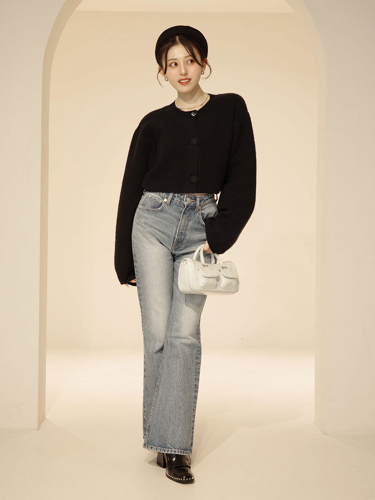 ロゴボタンニットセットワンピース