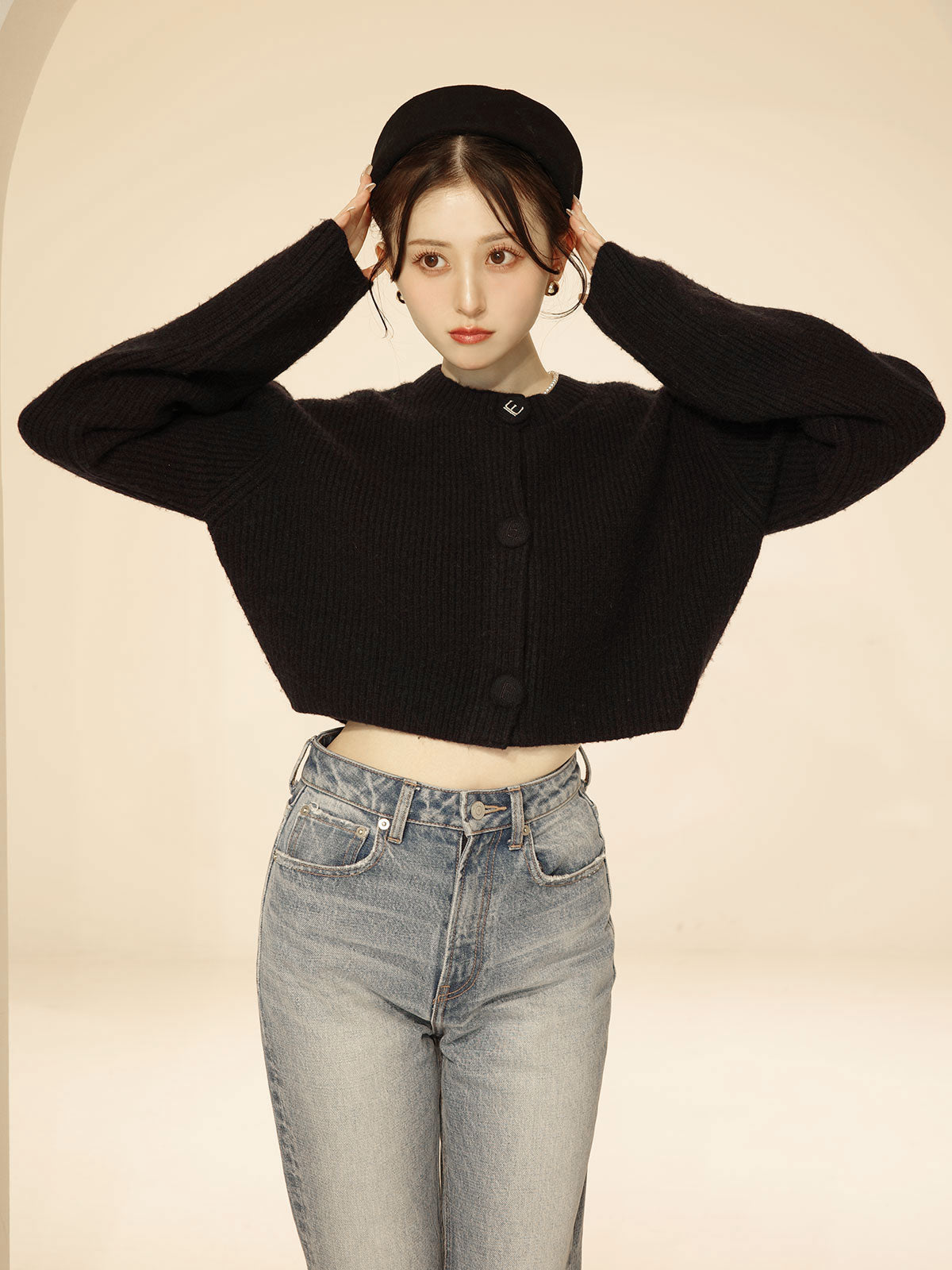 ロゴボタンニットセットワンピース