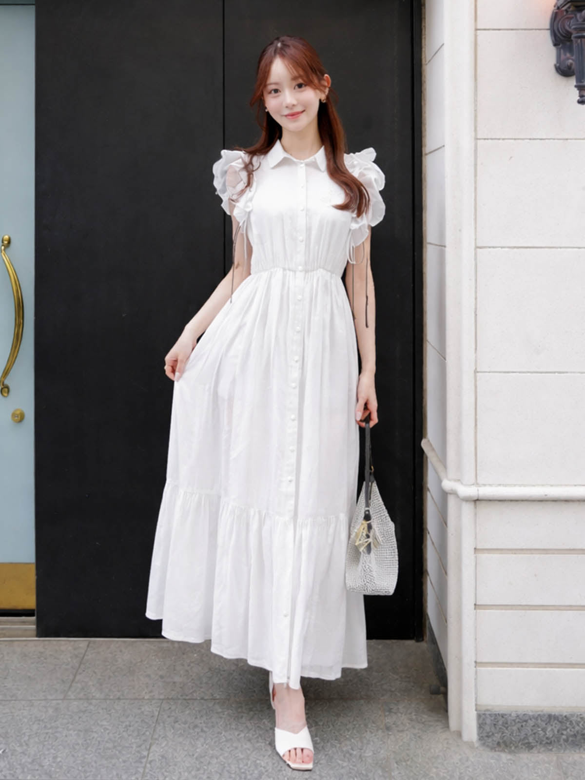 【10周年】フリルスリーブシアーワンピース