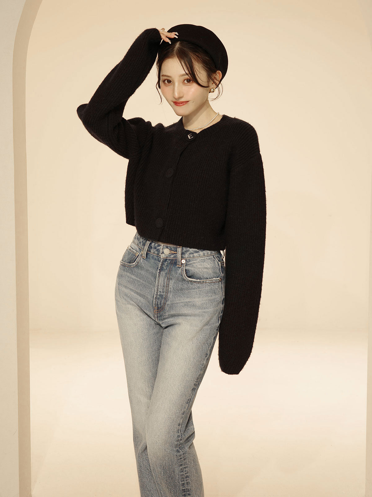 ロゴボタンニットセットワンピース