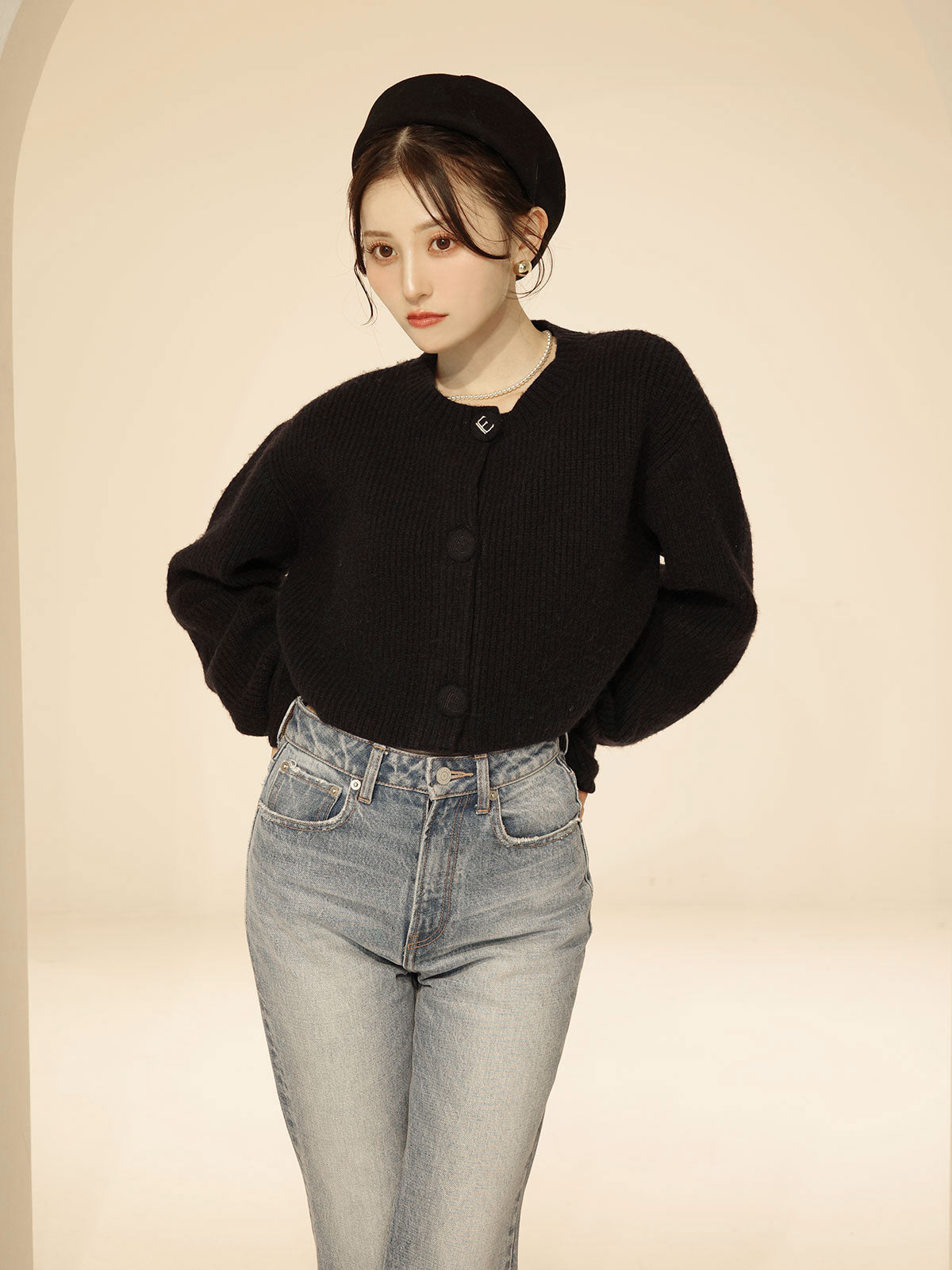 ロゴボタンニットセットワンピース