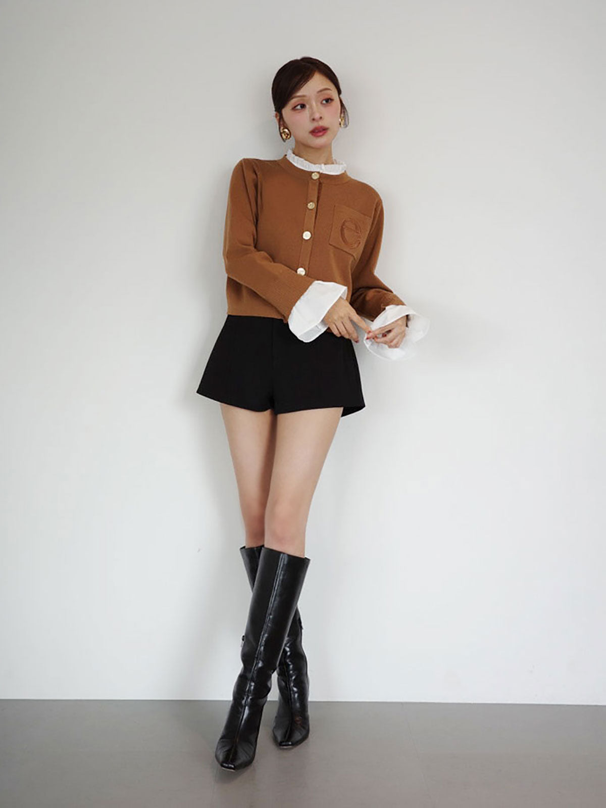 【New Color】Attached collar ニットジャケット