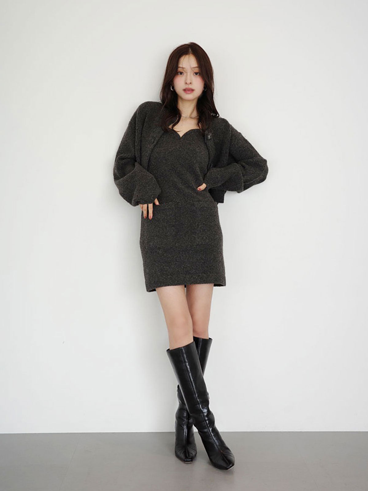 ロゴボタンニットセットワンピース