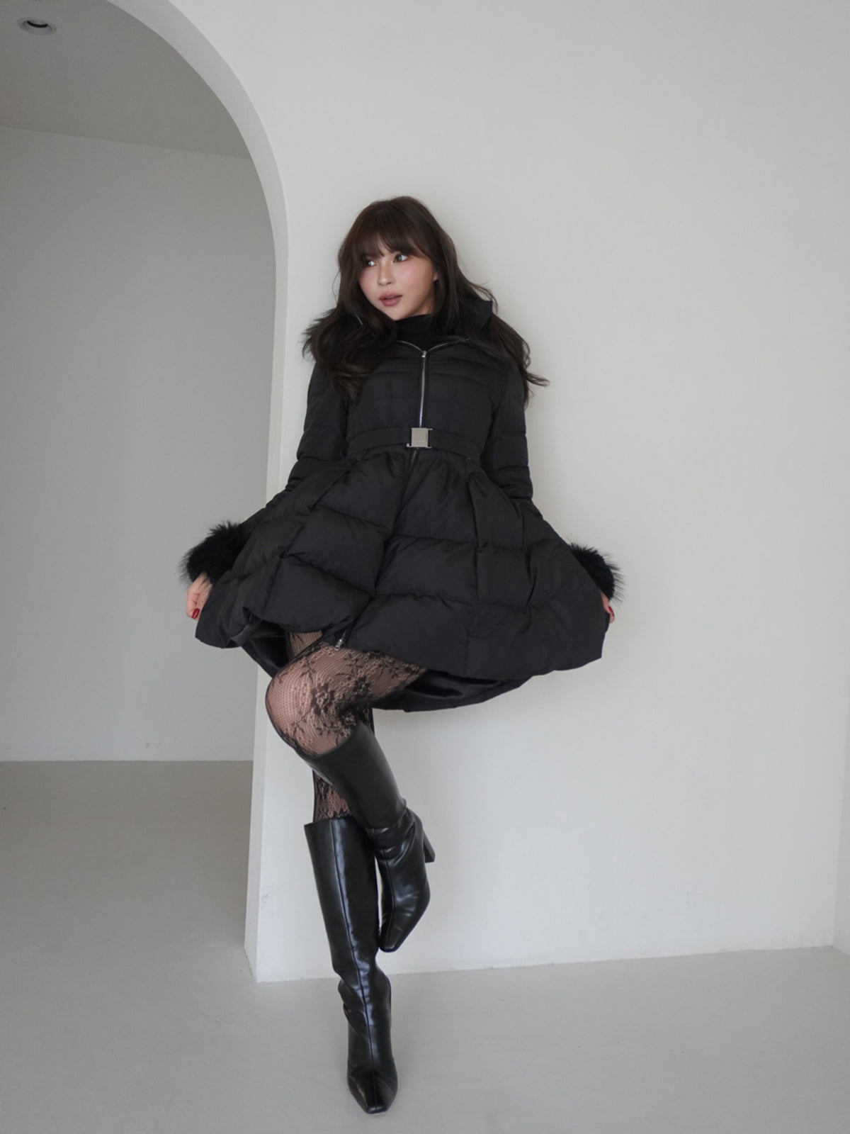 MODEL:169cm／COLOR:BLACK／SIZE:36