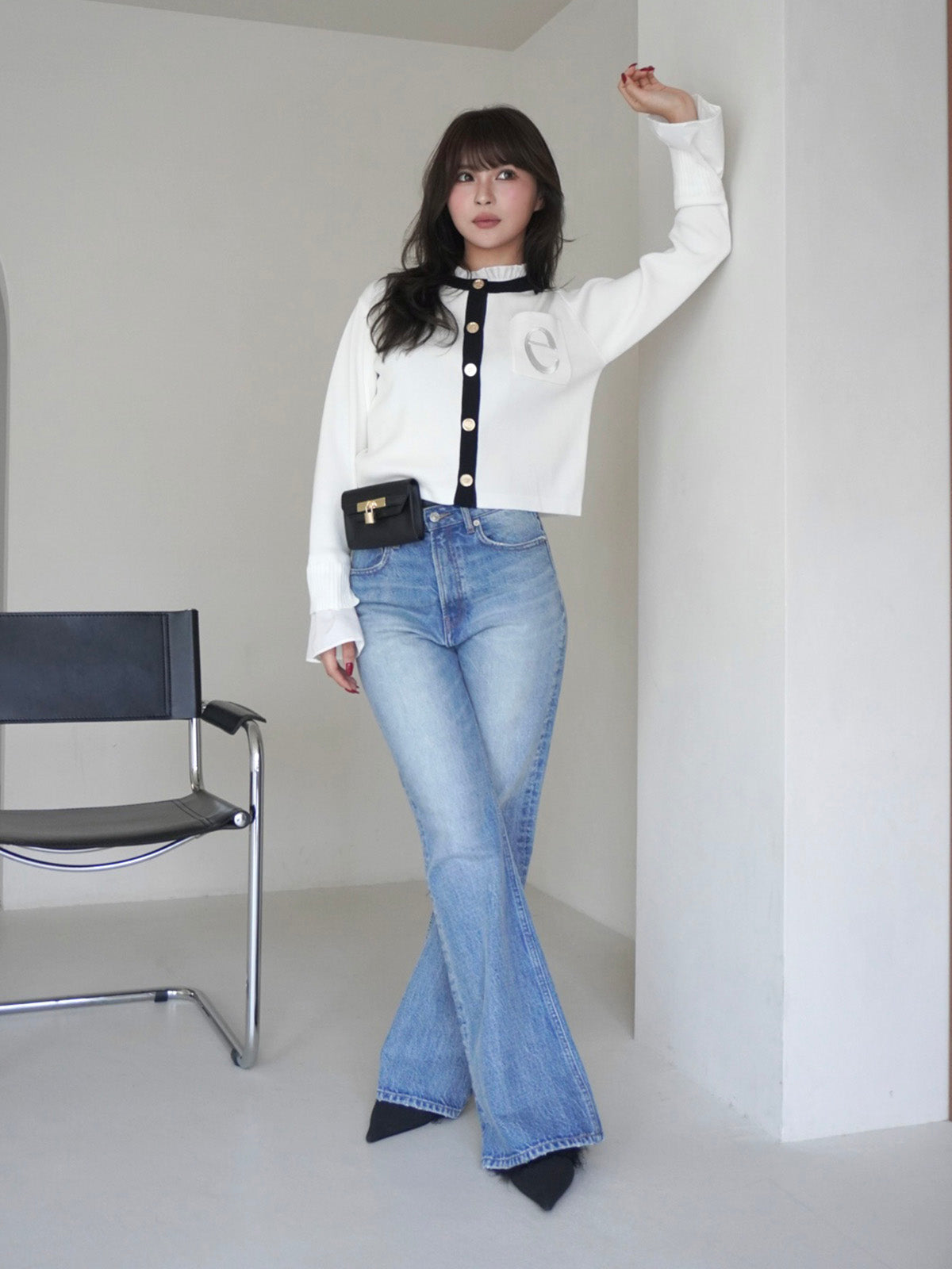 スリムフレアデニムパンツ