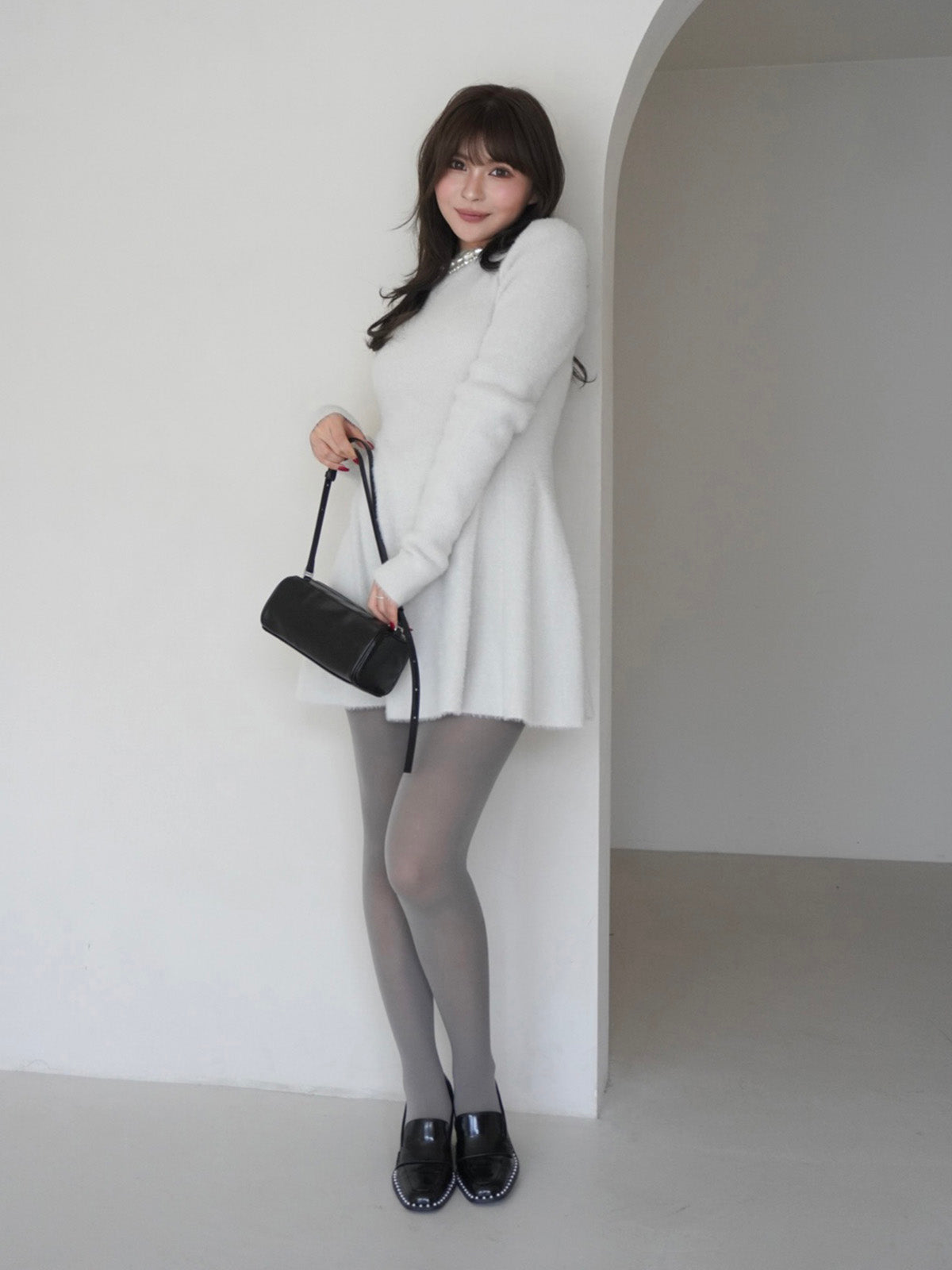 ラメシャギーニットミニワンピース