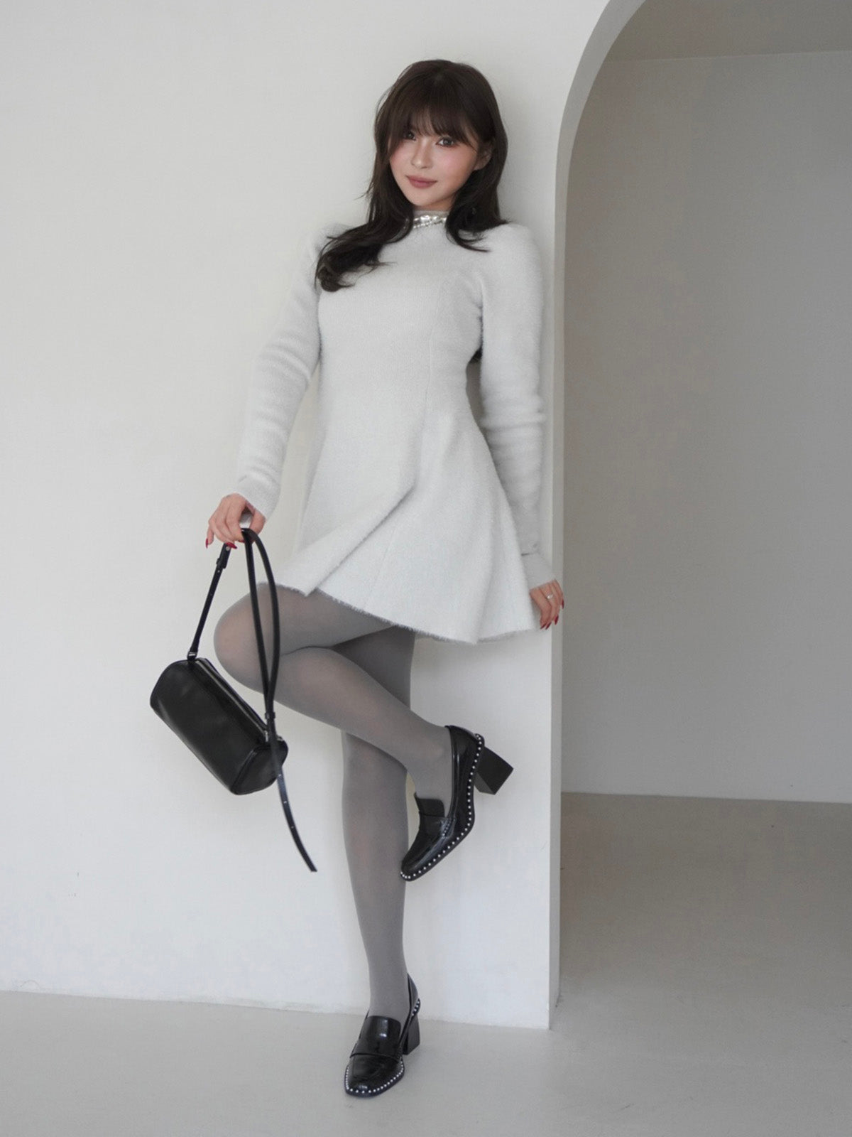 ラメシャギーニットミニワンピース